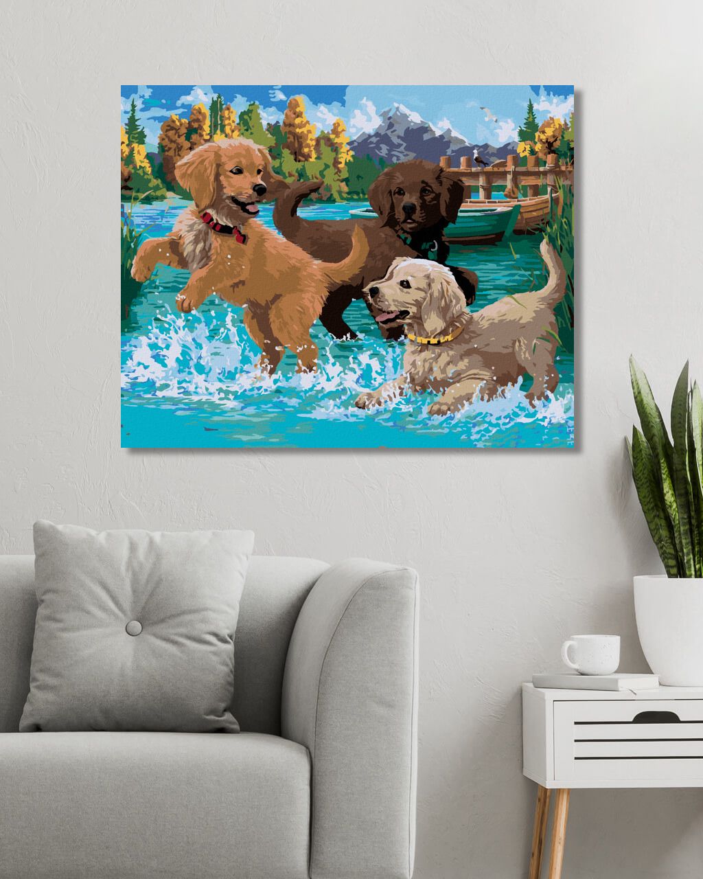zuty Malování podle čísel - ŠTĚNATA HRAJÍCÍ SI VE VODĚ (IMAGE WORLD-RC) - Rozměr: 40x50 cm, Rámování: Varianta: bez rámu a bez vypnutí plátna - obrázek 9