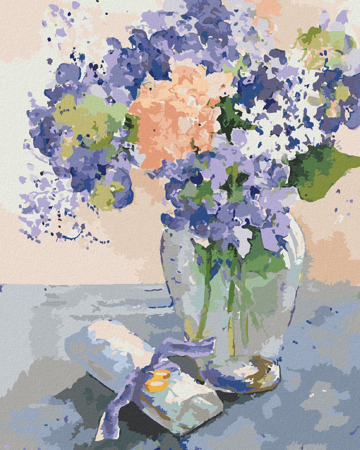 zuty Malování podle čísel – KYTICE VE SKLENĚNÉ VÁZE A DOPIS (JUDY BUSWELL) - Rozměr: 40x50 cm, Rámování: Varianta: vypnuté plátno na rám - obrázek 1