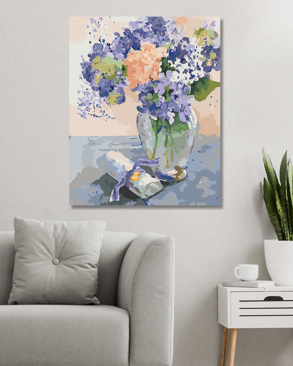 zuty Malování podle čísel – KYTICE VE SKLENĚNÉ VÁZE A DOPIS (JUDY BUSWELL) - Rozměr: 40x50 cm, Rámování: Varianta: vypnuté plátno na rám - obrázek 3