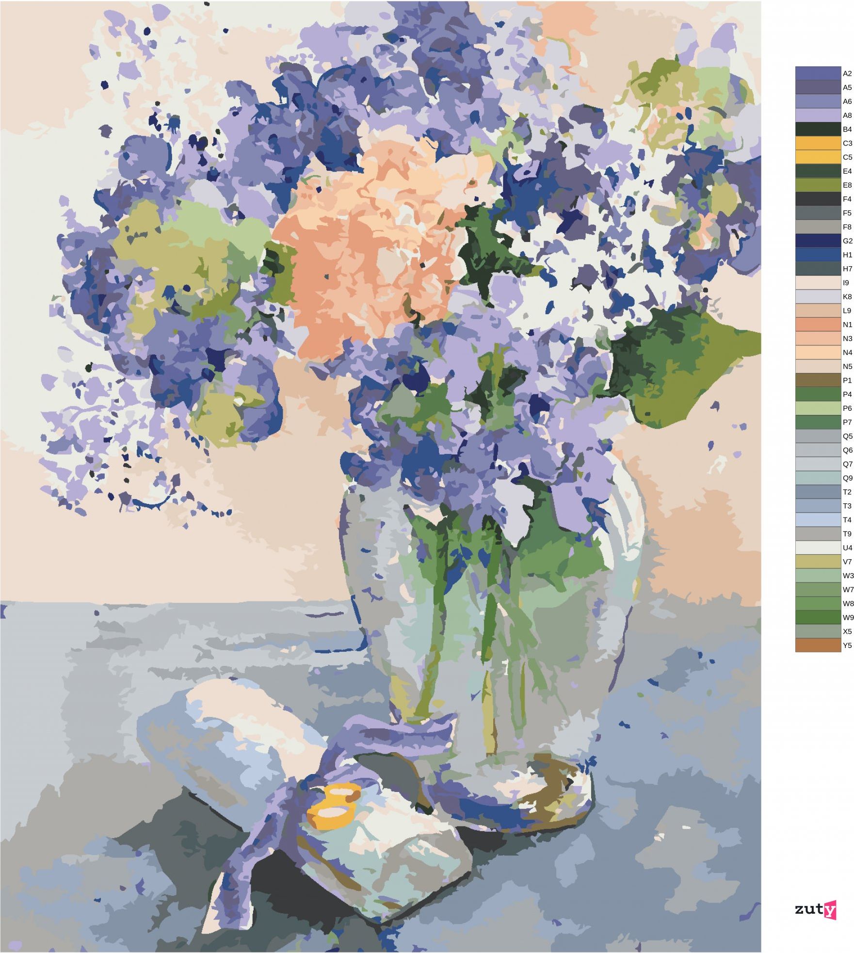 zuty Malování podle čísel – KYTICE VE SKLENĚNÉ VÁZE A DOPIS (JUDY BUSWELL) - Rozměr: 40x50 cm, Rámování: Varianta: vypnuté plátno na rám - obrázek 6