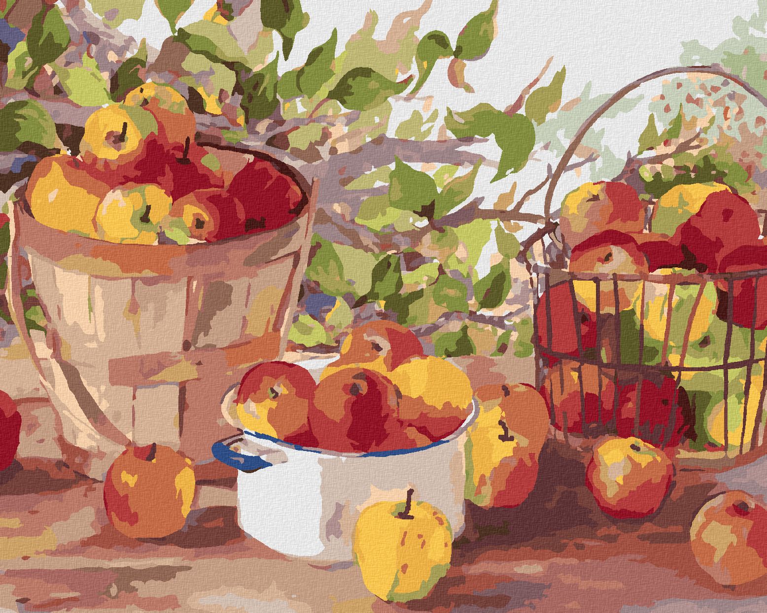 zuty Malování podle čísel – SKLIZEŇ JABLEK (JUDY BUSWELL) - Rozměr: 40x50 cm, Rámování: Varianta: vypnuté plátno na rám - obrázek 1