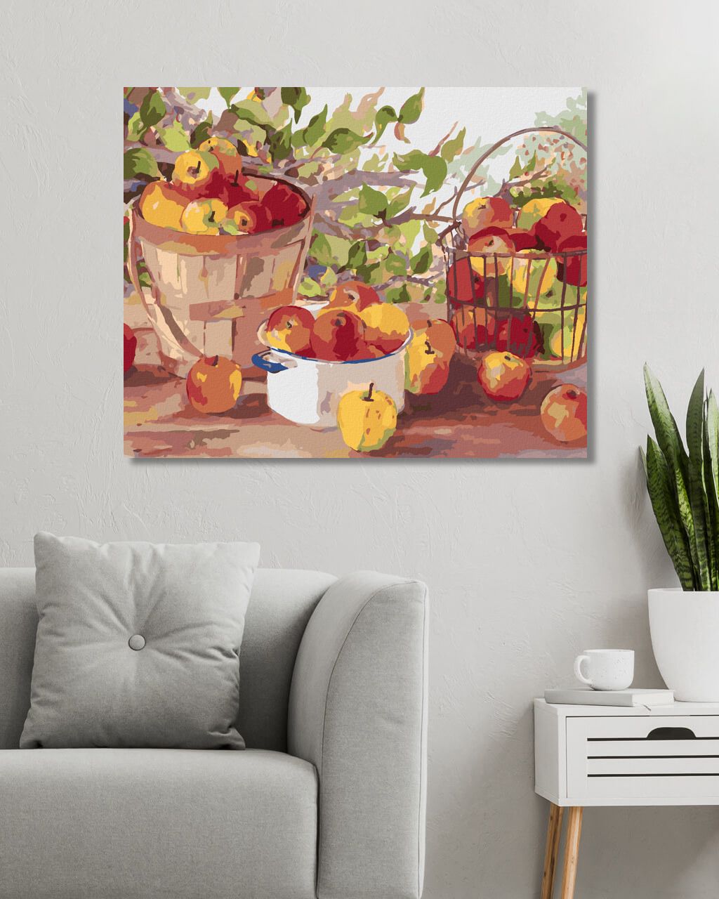 zuty Malování podle čísel – SKLIZEŇ JABLEK (JUDY BUSWELL) - Rozměr: 40x50 cm, Rámování: Varianta: vypnuté plátno na rám - obrázek 2