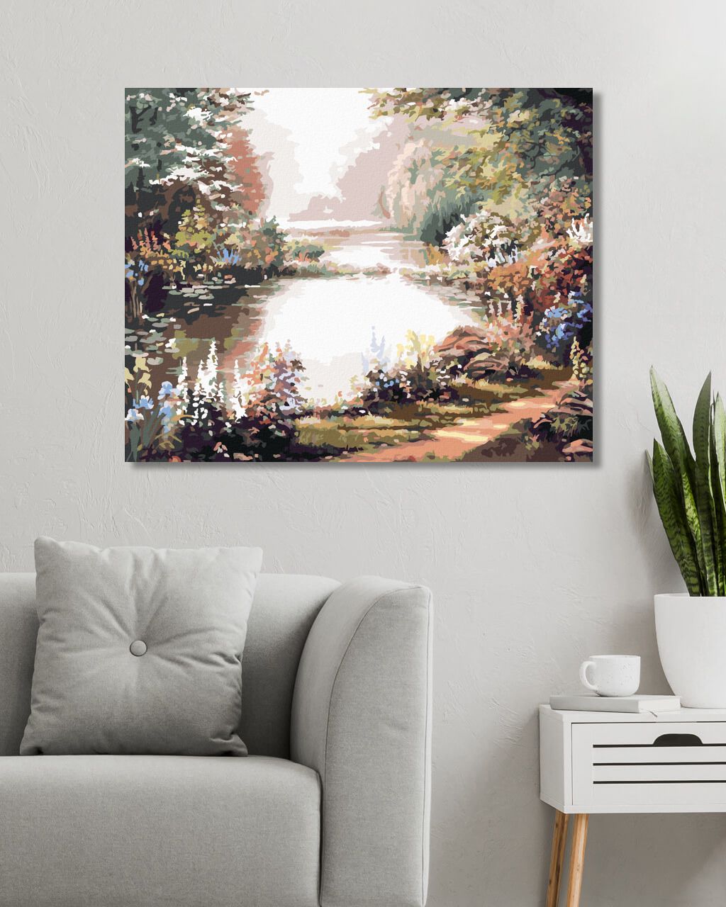 zuty Malování podle čísel - RYBNÍK, STROMY A KVĚTINY (NORTHERN PROMOTIONS) - Rozměr: 40x50 cm, Rámování: Varianta: bez rámu a bez vypnutí plátna - obrázek 2
