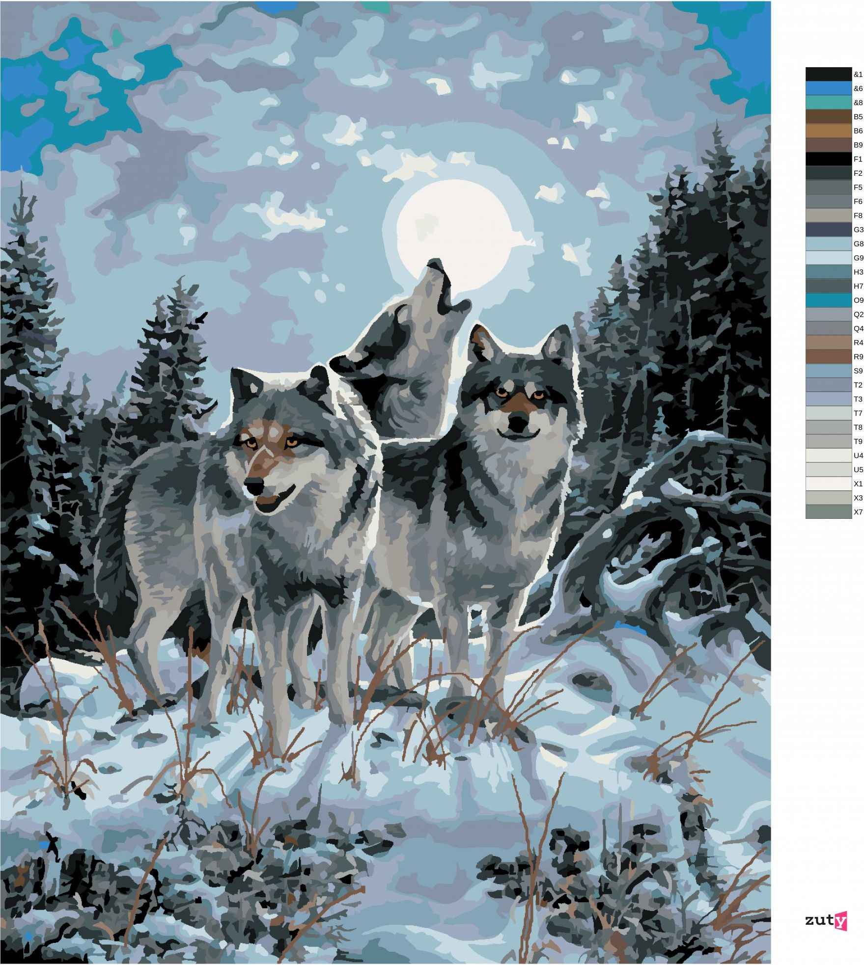 zuty Malování podle čísel - VLČÍ SMEČKA PŘI ÚPLŇKU (NORTHERN PROMOTIONS) - Rozměr: 40x50 cm, Rámování: Varianta: vypnuté plátno na rám - obrázek 7
