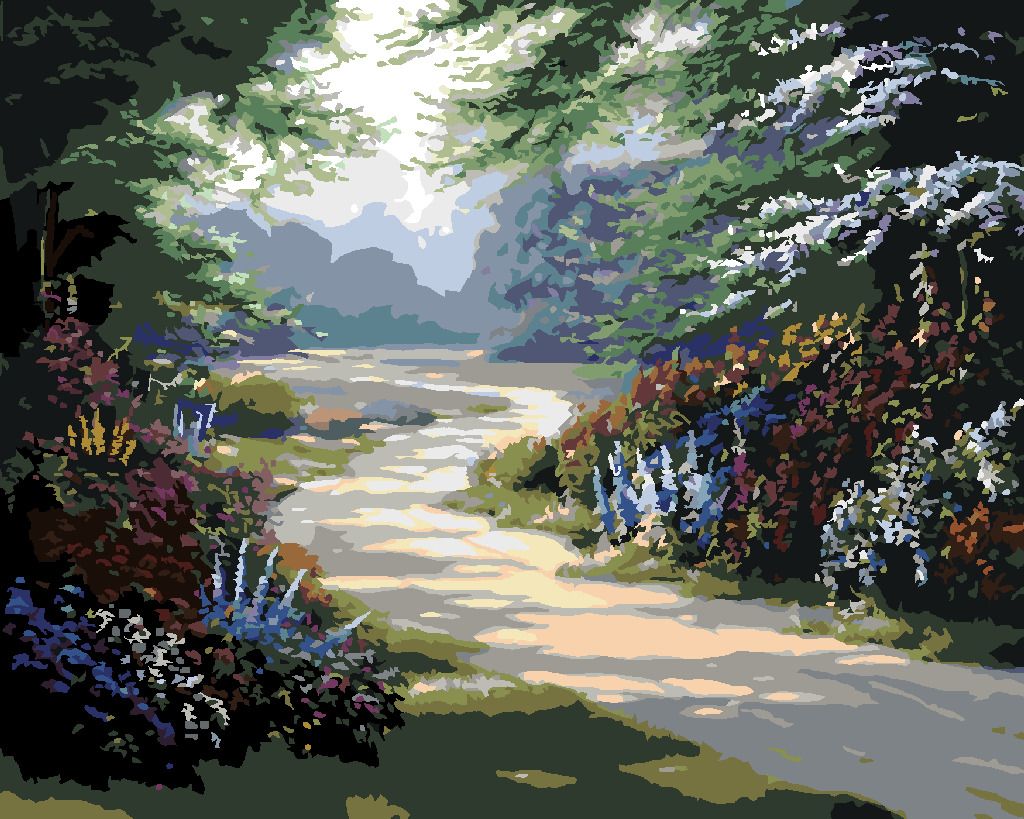 zuty Malování podle čísel - CESTA MEZI STROMY A KVĚTY (NORTHERN PROMOTIONS) - Rozměr: 40x50 cm, Rámování: Varianta: bez rámu a bez vypnutí plátna - obrázek 5