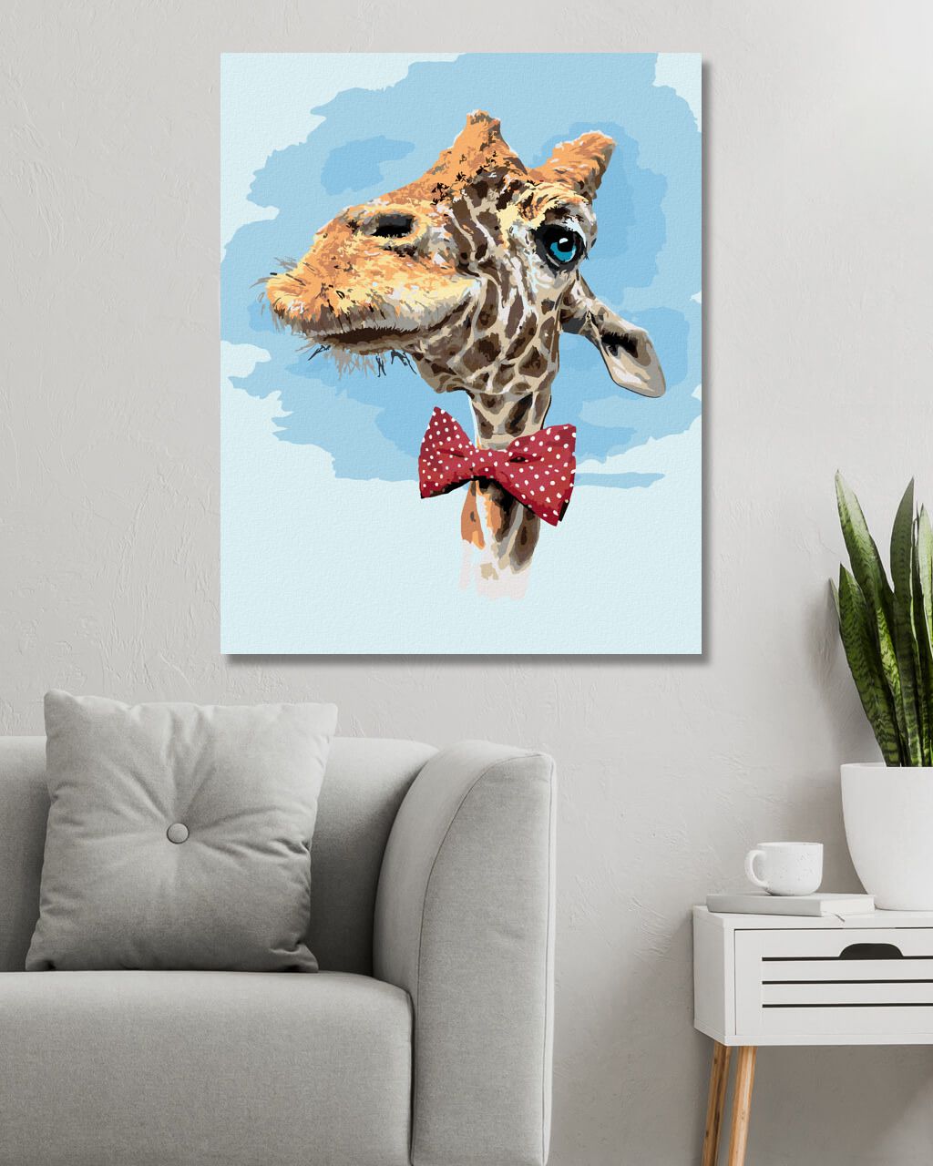 zuty Malování podle čísel - ŽIRAFA S ČERVENOU MAŠLÍ (LARRY HERSBERGER) - Rozměr: 40x50 cm, Rámování: Varianta: bez rámu a bez vypnutí plátna - obrázek 5