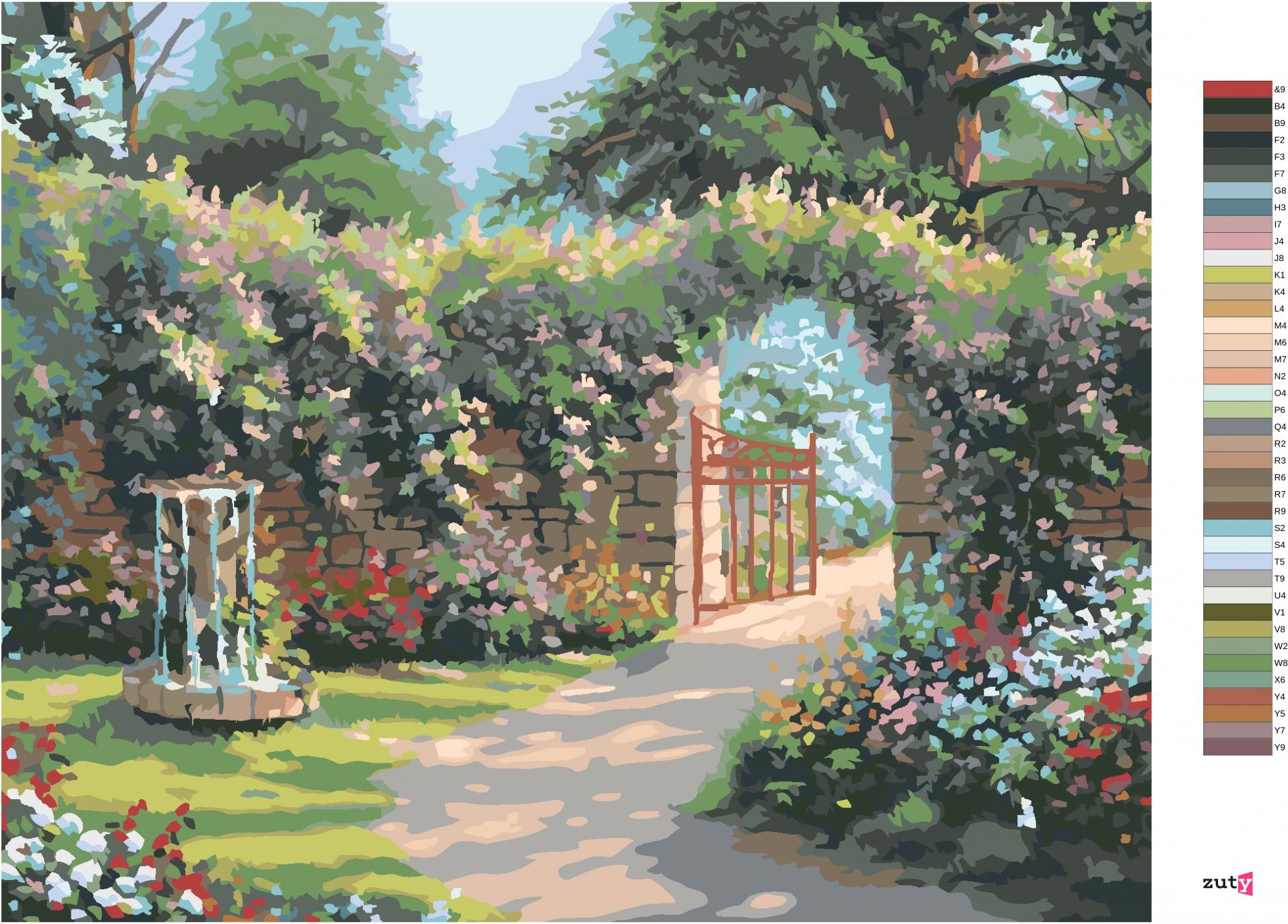 zuty Malování podle čísel - BRÁNA DO ZAHRADY (NORTHERN PROMOTIONS) - Rozměr: 40x50 cm, Rámování: Varianta: bez rámu a bez vypnutí plátna - obrázek 4