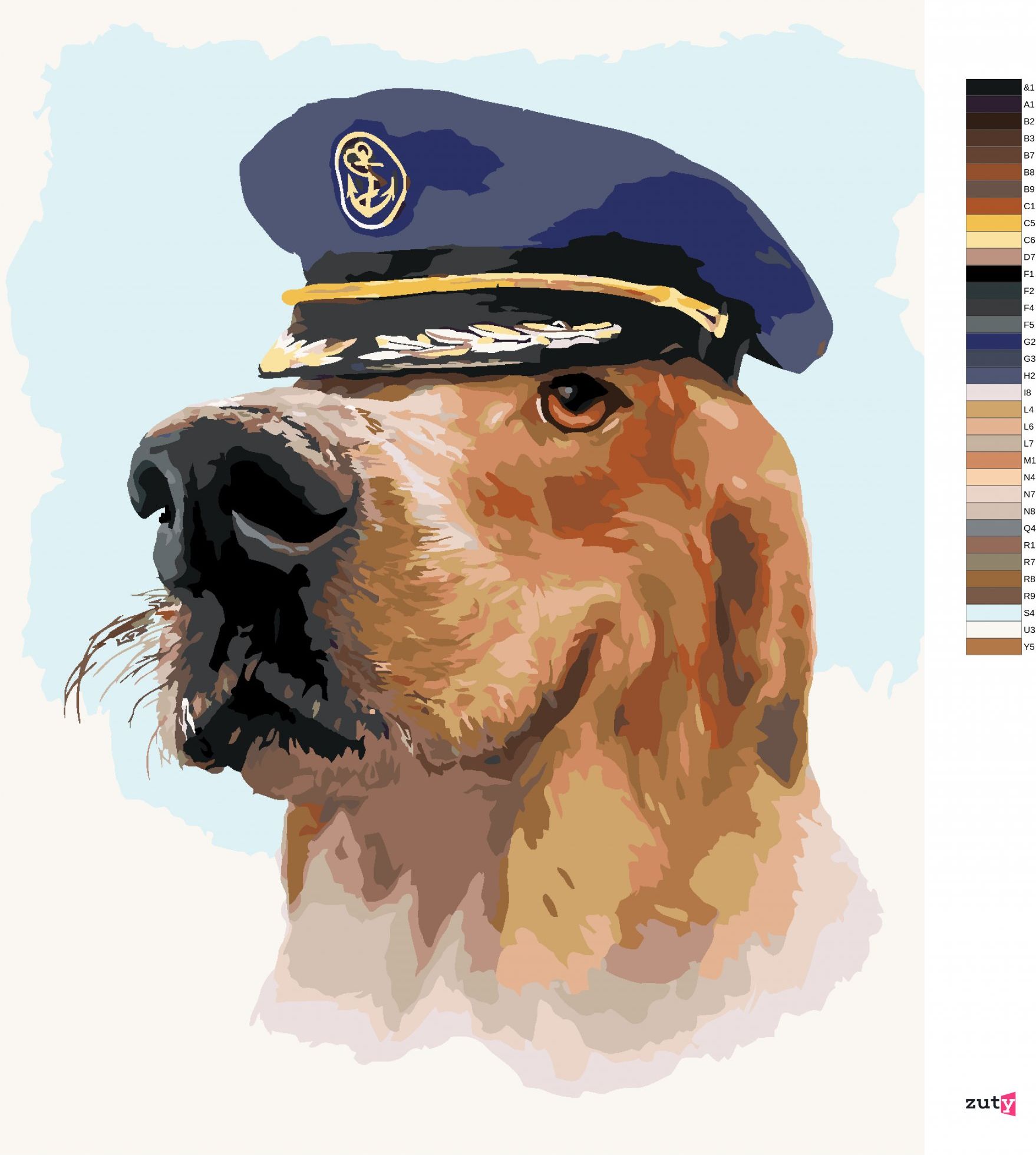 zuty Malování podle čísel - ZLATÝ RETRÍVR S KAPITÁNSKOU ČEPICÍ (LARRY HERSBERGER) - Rozměr: 40x50 cm, Rámování: Varianta: vypnuté plátno na rám - obrázek 3