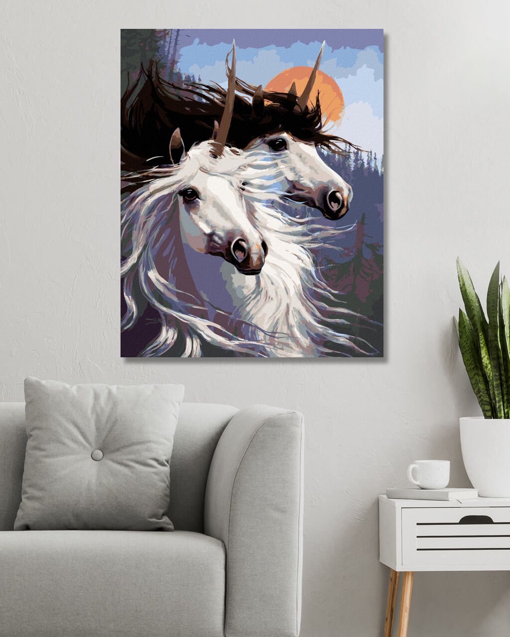 zuty Malování podle čísel - PÁR JEDNOROŽCŮ (NORTHERN PROMOTIONS) - Rozměr: 40x50 cm, Rámování: Varianta: bez rámu a bez vypnutí plátna - obrázek 5
