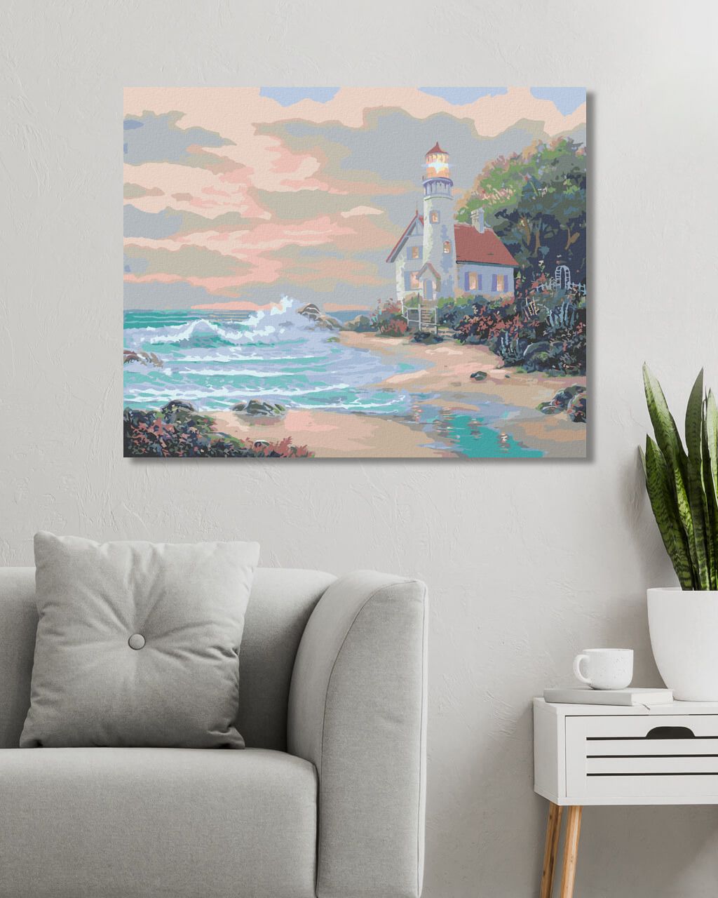 zuty Malování podle čísel - MAJÁK NA POBŘEŽÍ A VLNY (NORTHERN PROMOTIONS) - Rozměr: 40x50 cm, Rámování: Varianta: vypnuté plátno na rám - obrázek 2