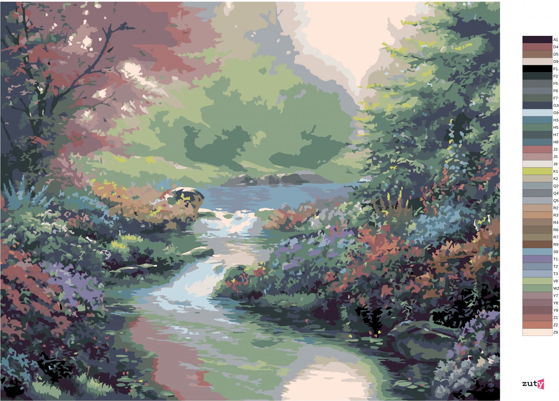 zuty Malování podle čísel - ŘEKA A LESNÍ KVÍTÍ (NORTHERN PROMOTIONS) - Rozměr: 40x50 cm, Rámování: Varianta: bez rámu a bez vypnutí plátna - obrázek 8