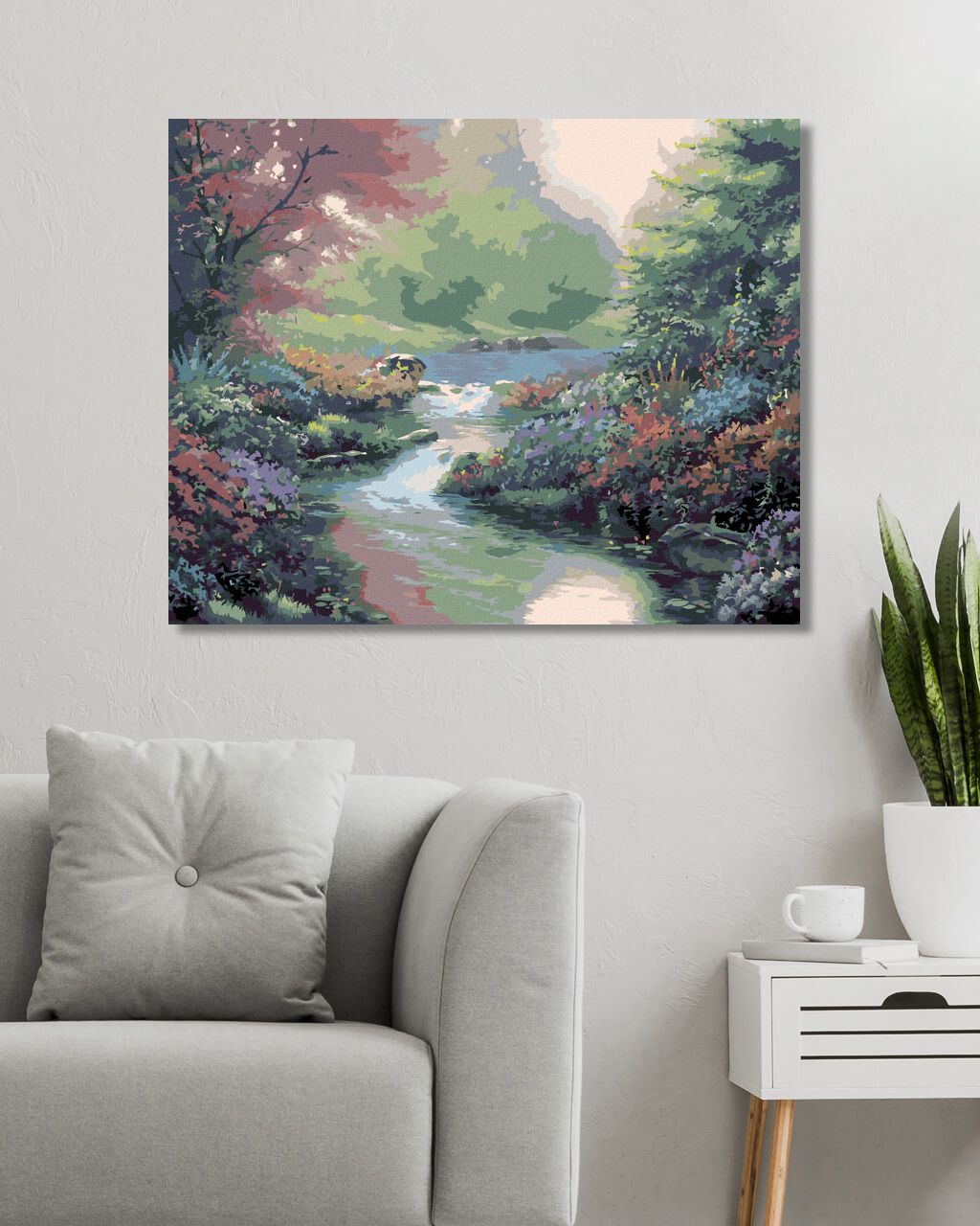 zuty Malování podle čísel - ŘEKA A LESNÍ KVÍTÍ (NORTHERN PROMOTIONS) - Rozměr: 40x50 cm, Rámování: Varianta: vypnuté plátno na rám - obrázek 2