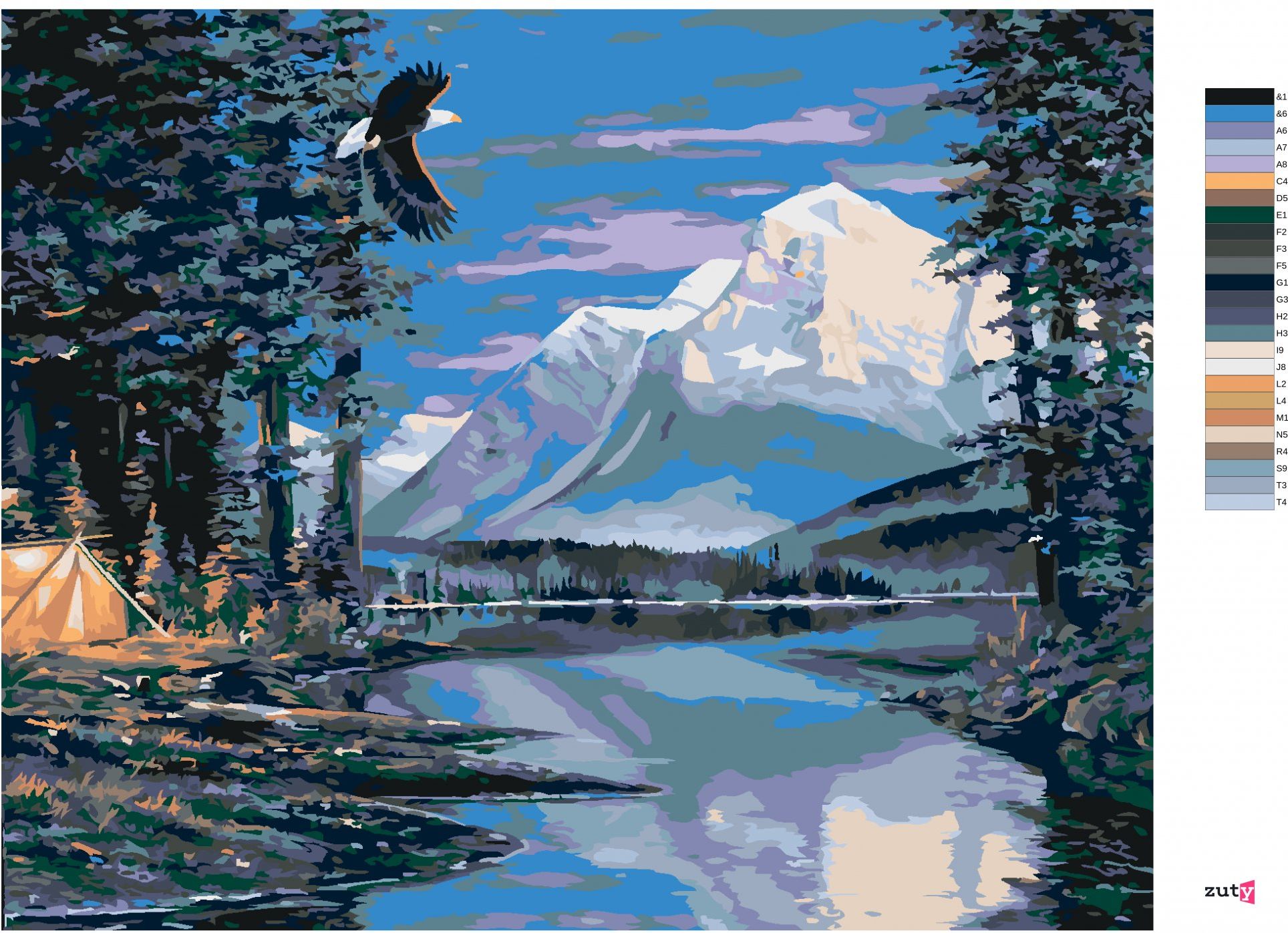 zuty Malování podle čísel - OREL, ŘEKA A HORY (NORTHERN PROMOTIONS) - Rozměr: 40x50 cm, Rámování: Varianta: vypnuté plátno na rám - obrázek 9