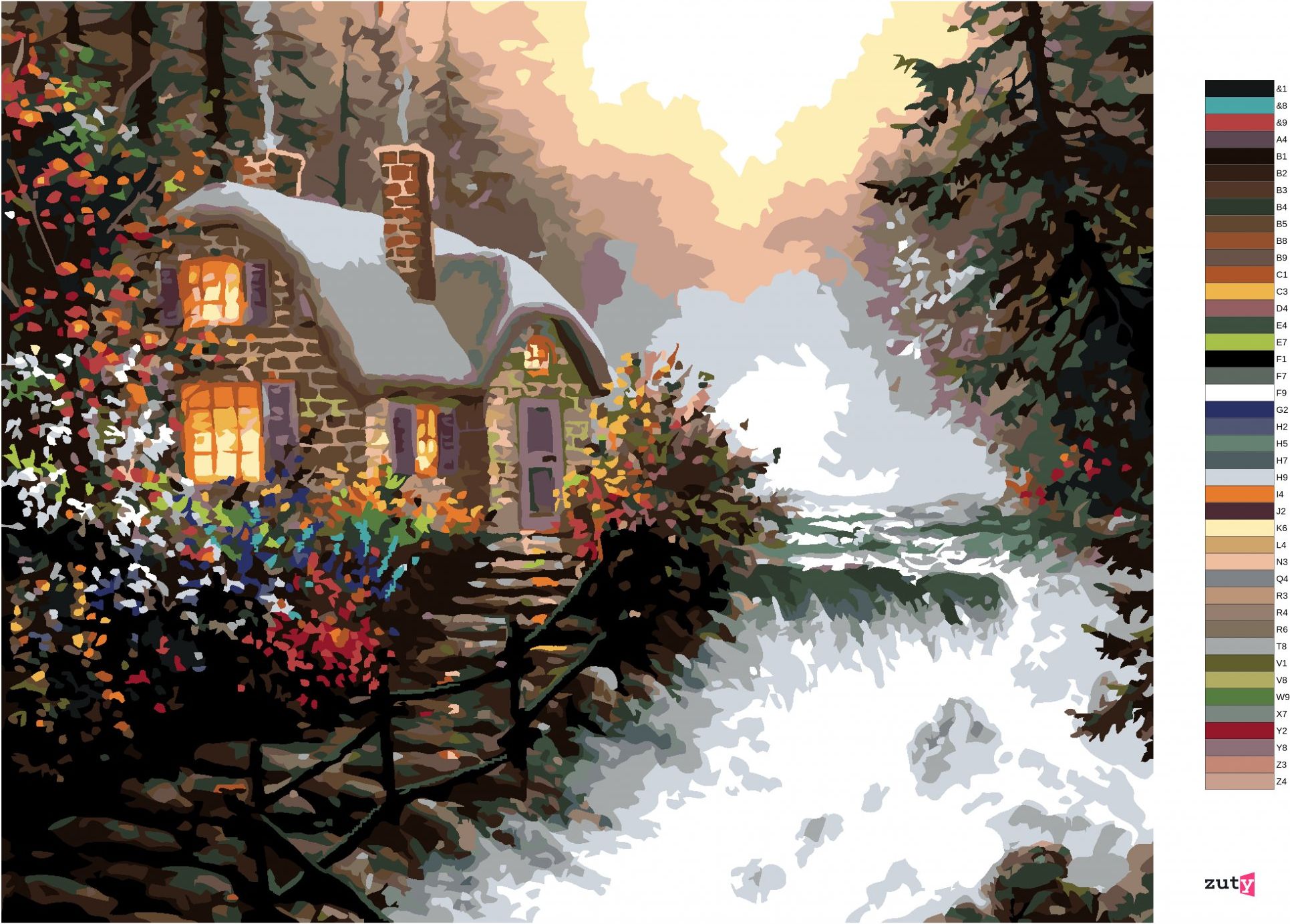zuty Malování podle čísel - DŮM U KRAJE ŘEKY (NORTHERN PROMOTIONS) - Rozměr: 40x50 cm, Rámování: Varianta: vypnuté plátno na rám - obrázek 6
