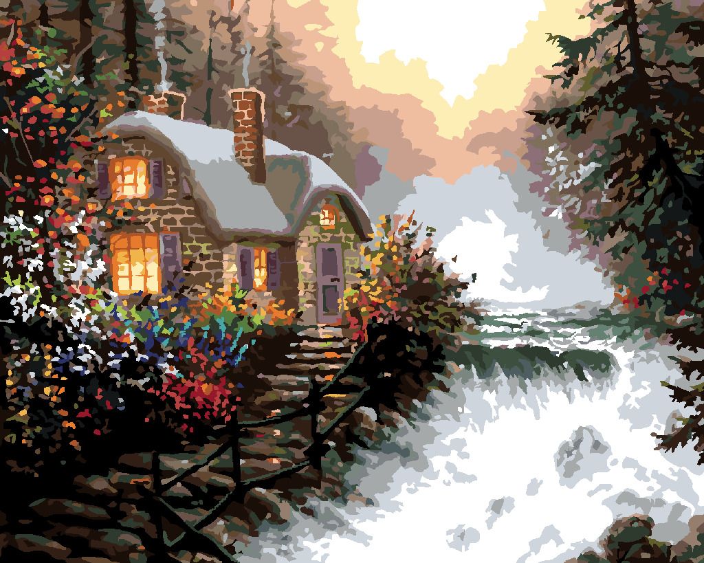 zuty Malování podle čísel - DŮM U KRAJE ŘEKY (NORTHERN PROMOTIONS) - Rozměr: 40x50 cm, Rámování: Varianta: vypnuté plátno na rám - obrázek 8