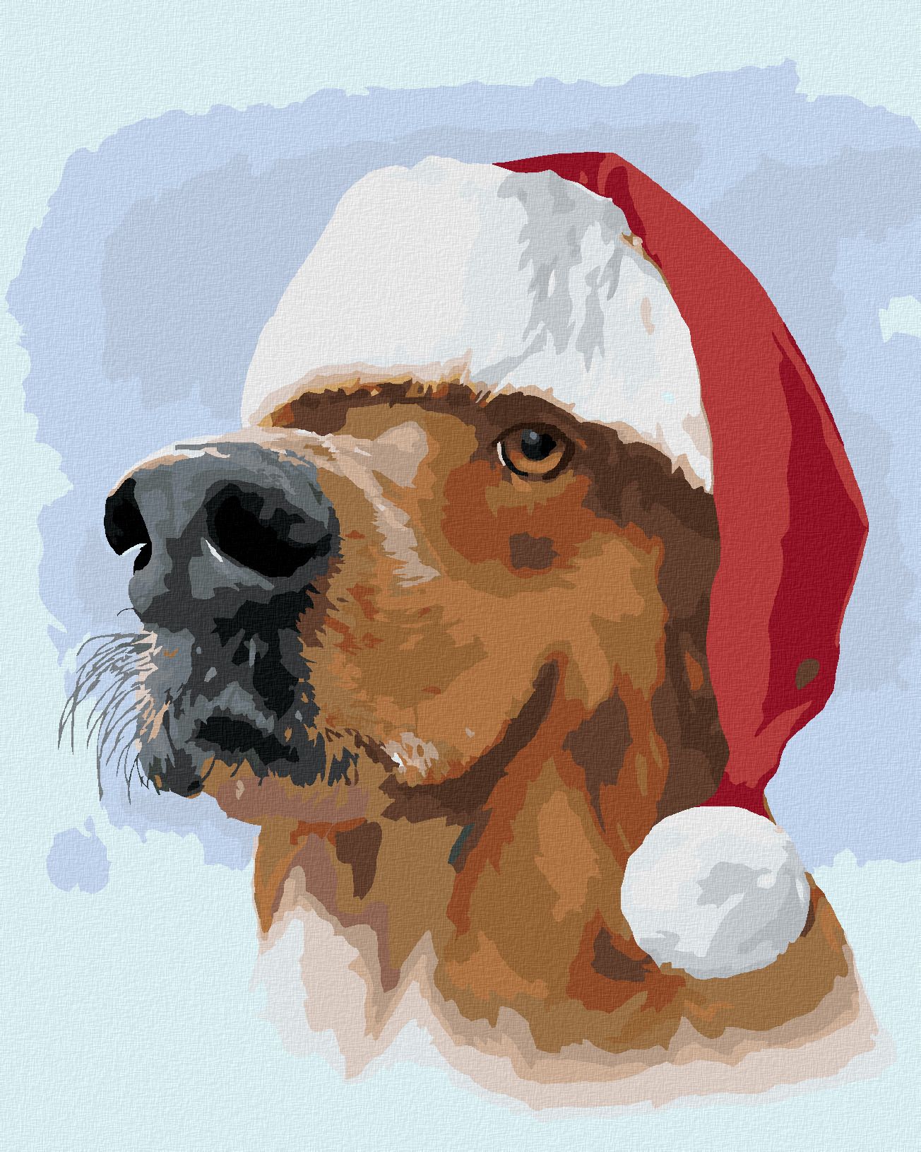 zuty Malování podle čísel - ZLATÝ RETRÍVR SE SANTA ČEPICÍ (LARRY HERSBERGER) - Rozměr: 40x50 cm, Rámování: Varianta: bez rámu a bez vypnutí plátna - obrázek 1