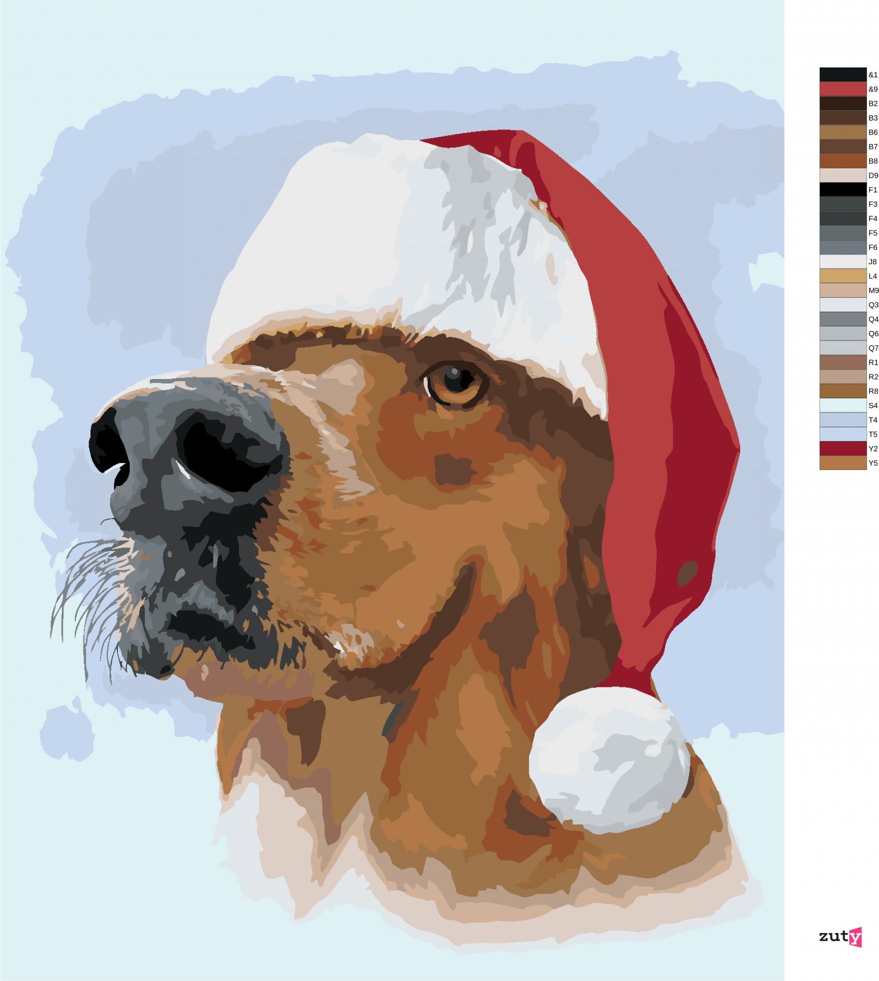 zuty Malování podle čísel - ZLATÝ RETRÍVR SE SANTA ČEPICÍ (LARRY HERSBERGER) - Rozměr: 40x50 cm, Rámování: Varianta: bez rámu a bez vypnutí plátna - obrázek 2