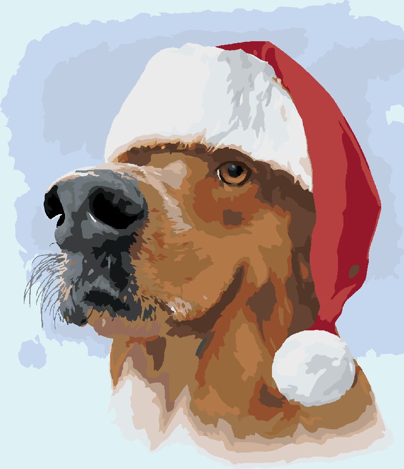 zuty Malování podle čísel - ZLATÝ RETRÍVR SE SANTA ČEPICÍ (LARRY HERSBERGER) - Rozměr: 40x50 cm, Rámování: Varianta: bez rámu a bez vypnutí plátna - obrázek 4
