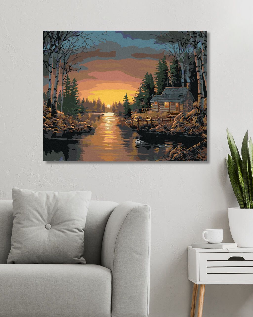 zuty Malování podle čísel - ZÁPAD SLUNCE A CHATA V LESE U JEZERA (NORTHERN PROMOTIONS) - Rozměr: 40x50 cm, Rámování: Varianta: vypnuté plátno na rám - obrázek 8