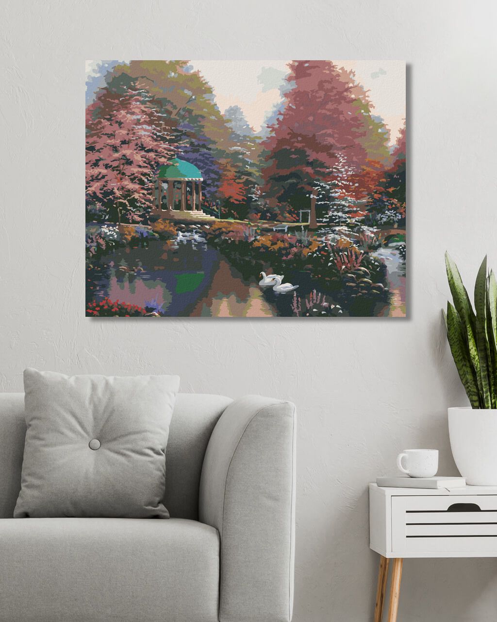 zuty Malování podle čísel - ALTÁN V PARKU A JEZERO S LABUTĚMI (NORTHERN PROMOTIONS) - Rozměr: 40x50 cm, Rámování: Varianta: bez rámu a bez vypnutí plátna - obrázek 6