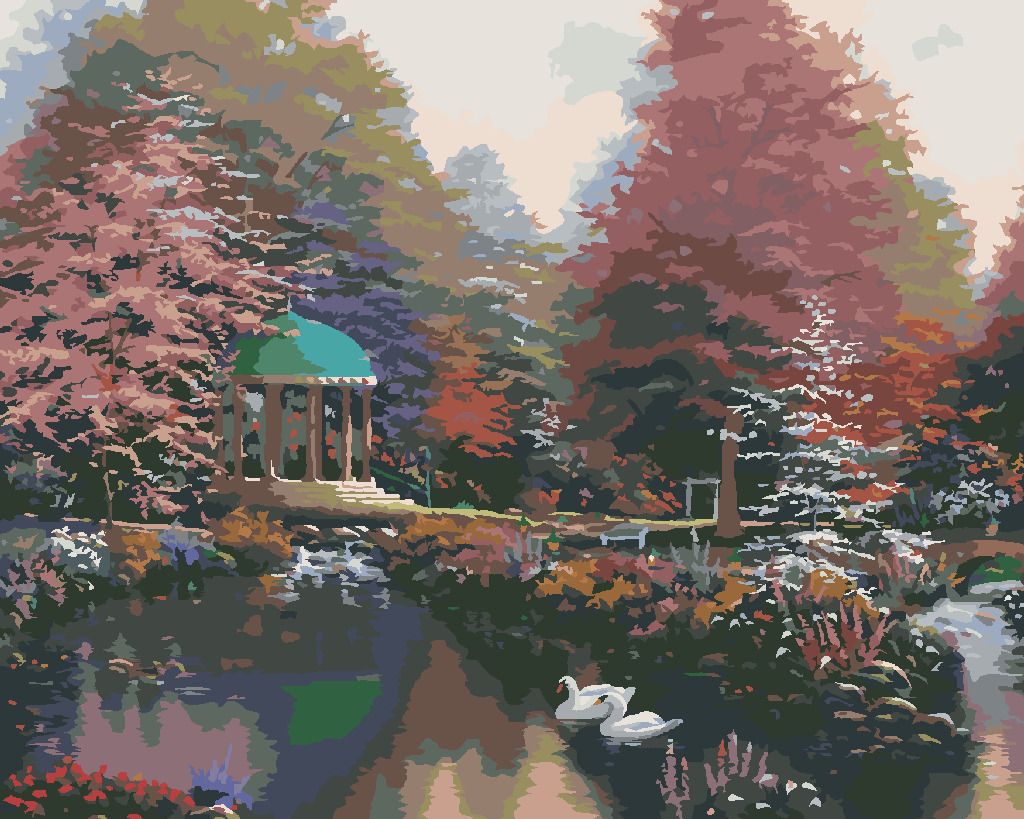 zuty Malování podle čísel - ALTÁN V PARKU A JEZERO S LABUTĚMI (NORTHERN PROMOTIONS) - Rozměr: 40x50 cm, Rámování: Varianta: vypnuté plátno na rám - obrázek 9