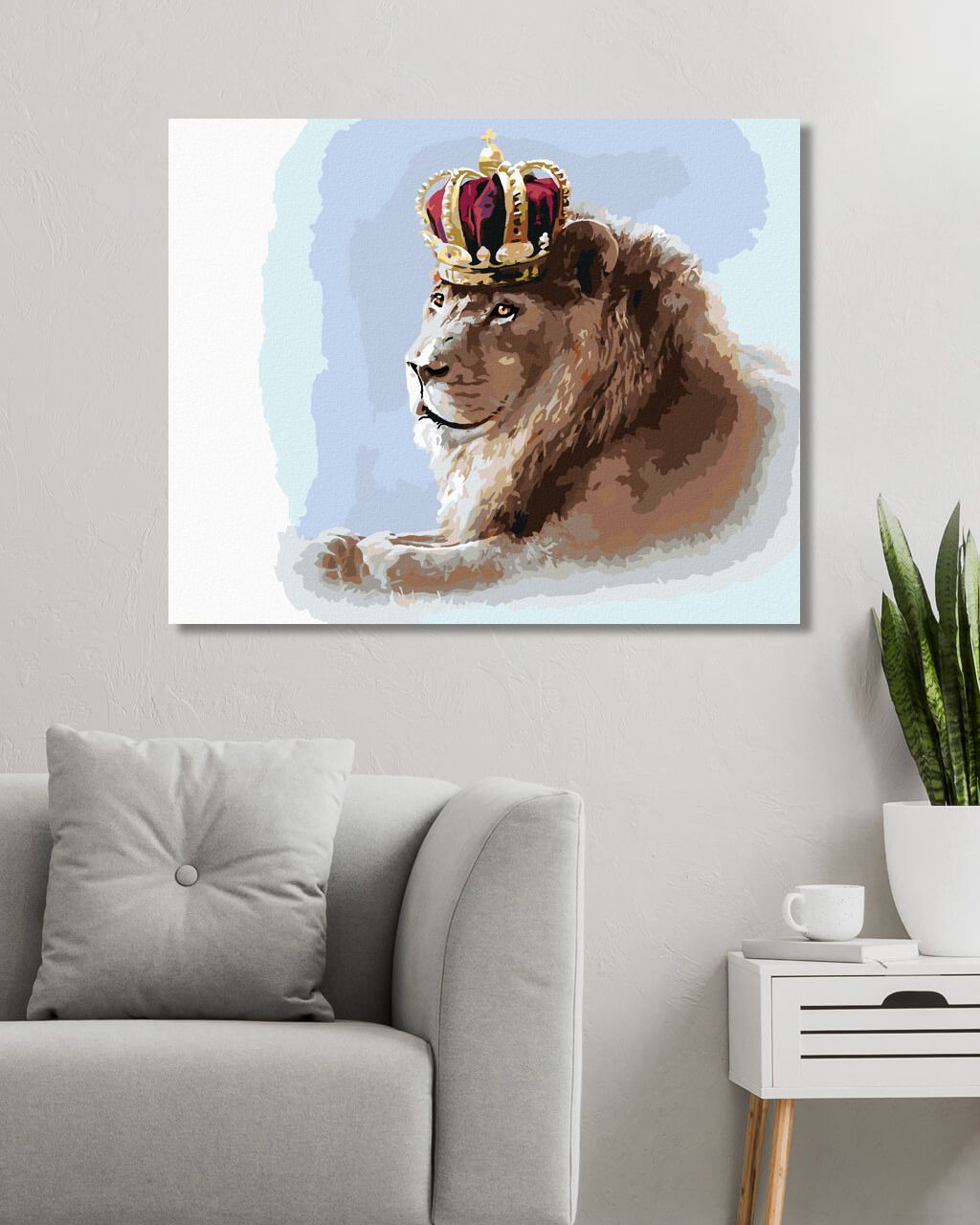 zuty Malování podle čísel - LEV S KORUNOU (LARRY HERSBERGER) - Rozměr: 40x50 cm, Rámování: Varianta: bez rámu a bez vypnutí plátna - obrázek 3