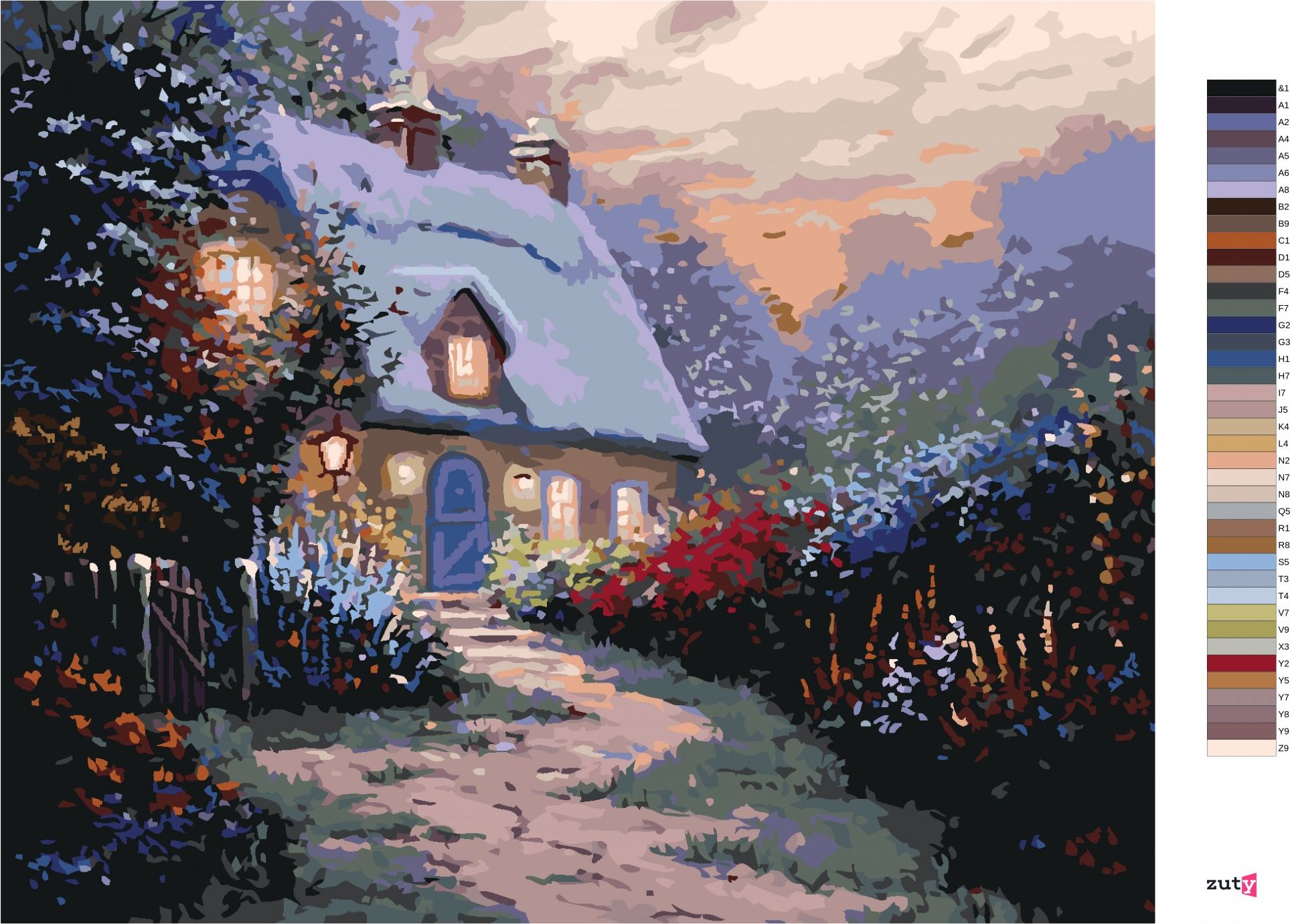 zuty Malování podle čísel - CESTA K DOMU A KVĚTINY (NORTHERN PROMOTIONS) - Rozměr: 40x50 cm, Rámování: Varianta: bez rámu a bez vypnutí plátna - obrázek 8
