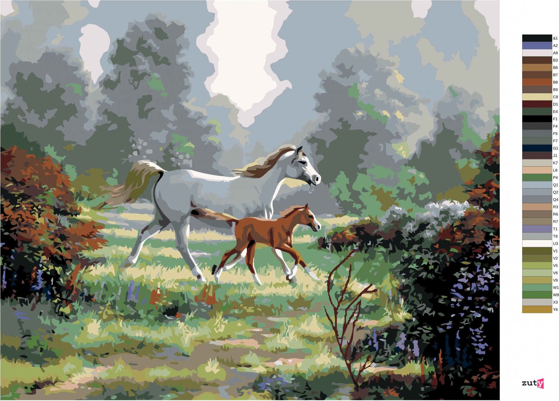zuty Malování podle čísel - KOBYLA S HŘÍBĚTEM NA PASTVĚ (NORTHERN PROMOTIONS) - Rozměr: 40x50 cm, Rámování: Varianta: bez rámu a bez vypnutí plátna - obrázek 8