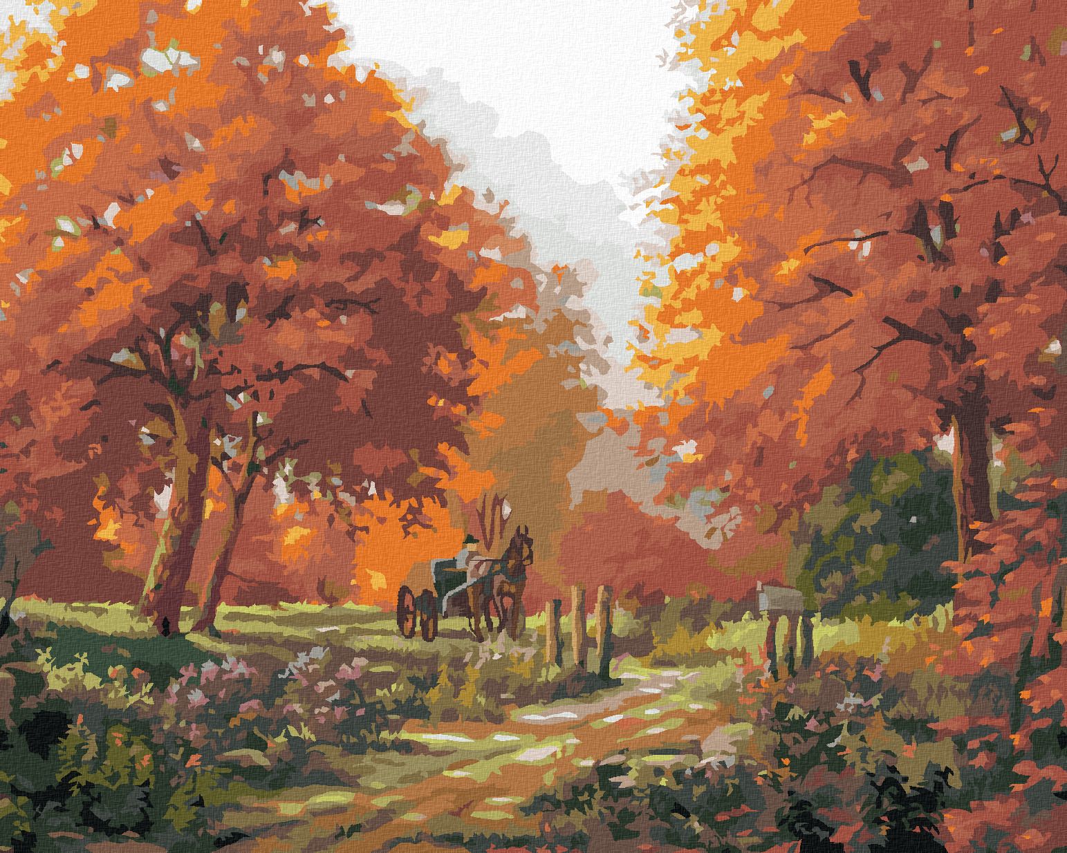 zuty Malování podle čísel - BRYČKA NA CESTĚ V LESE (NORTHERN PROMOTIONS) - Rozměr: 40x50 cm, Rámování: Varianta: vypnuté plátno na rám - obrázek 1