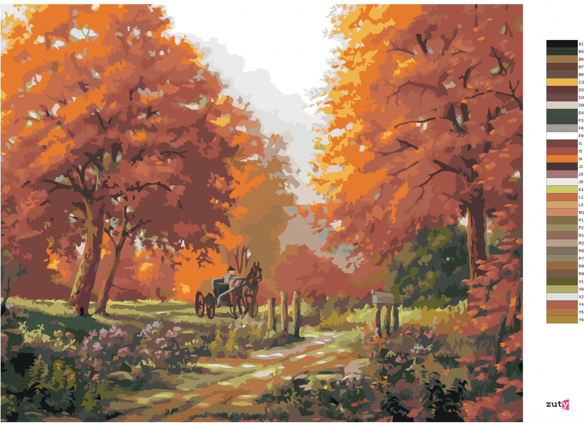 zuty Malování podle čísel - BRYČKA NA CESTĚ V LESE (NORTHERN PROMOTIONS) - Rozměr: 40x50 cm, Rámování: Varianta: vypnuté plátno na rám - obrázek 7