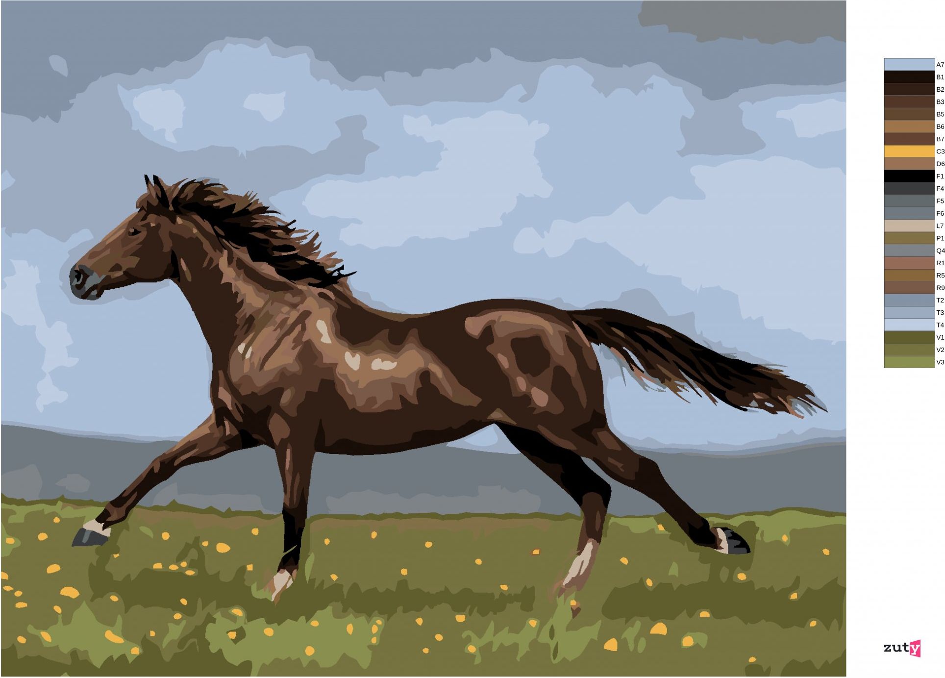 zuty Malování podle čísel – BĚŽÍCÍ KŮŇ (VICTORIA SCHULTZ) - Rozměr: 40x50 cm, Rámování: Varianta: bez rámu a bez vypnutí plátna - obrázek 7