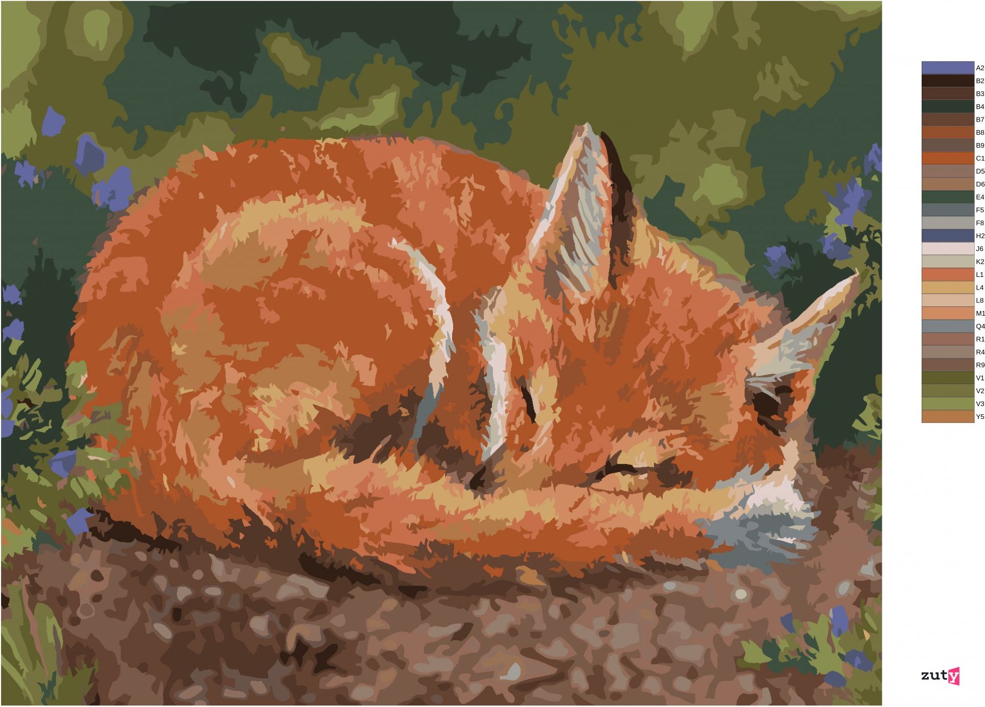 zuty Malování podle čísel – SPÍCÍ LIŠKA (VICTORIA SCHULTZ) - Rozměr: 40x50 cm, Rámování: Varianta: bez rámu a bez vypnutí plátna - obrázek 4