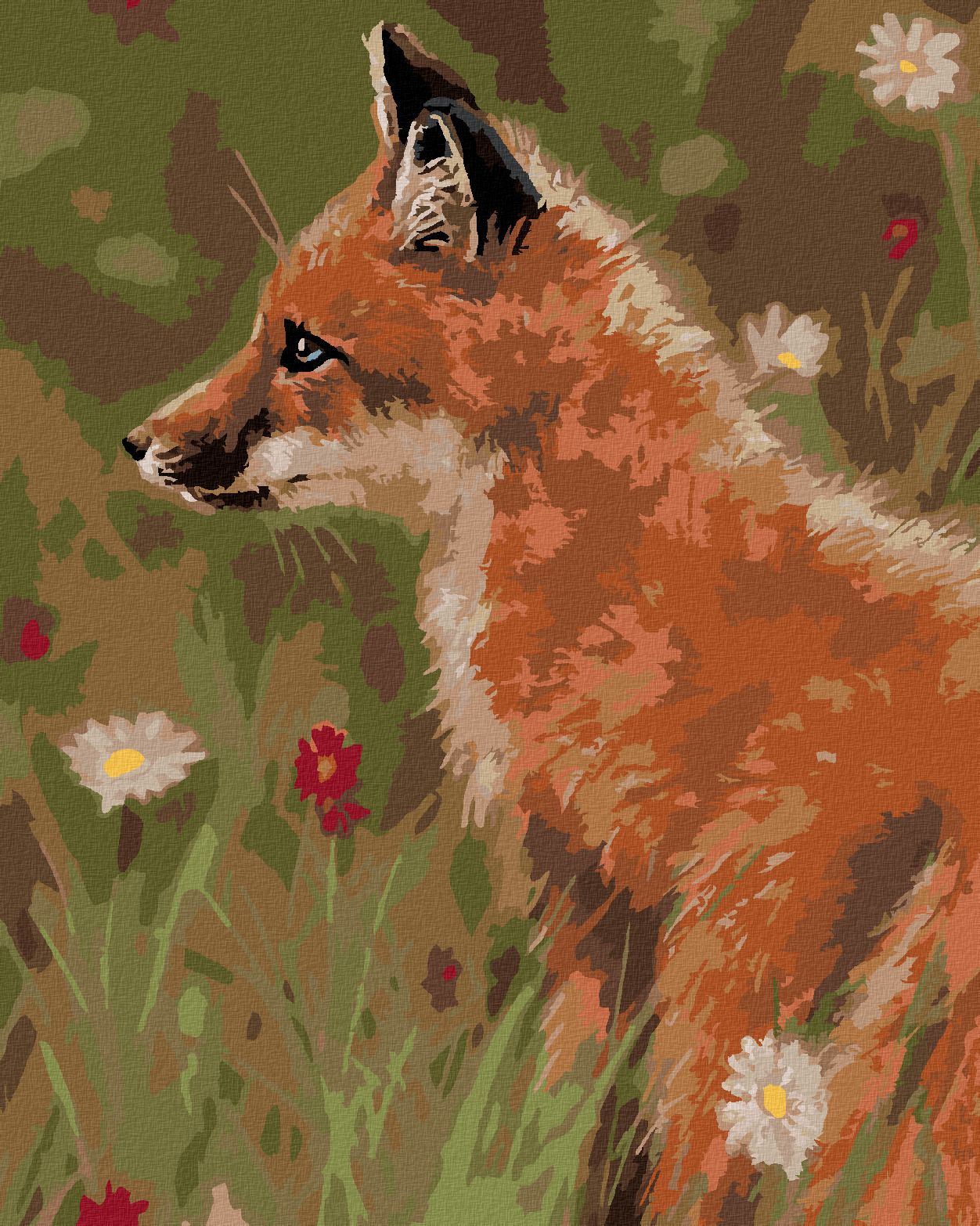 zuty Malování podle čísel – LIŠKA V KVÍTÍ (VICTORIA SCHULTZ) - Rozměr: 40x50 cm, Rámování: Varianta: bez rámu a bez vypnutí plátna - obrázek 1