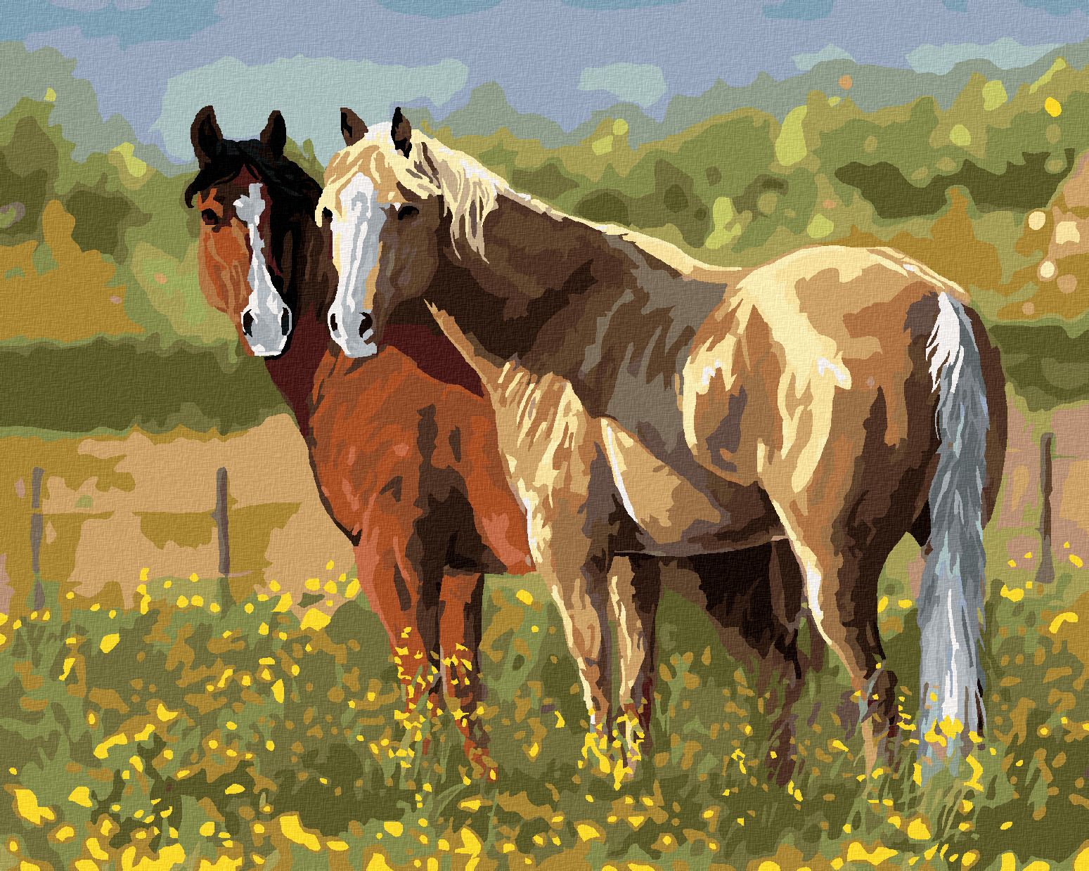 zuty Malování podle čísel – KONĚ V KVÍTÍ (VICTORIA SCHULTZ) - Rozměr: 40x50 cm, Rámování: Varianta: vypnuté plátno na rám - obrázek 1