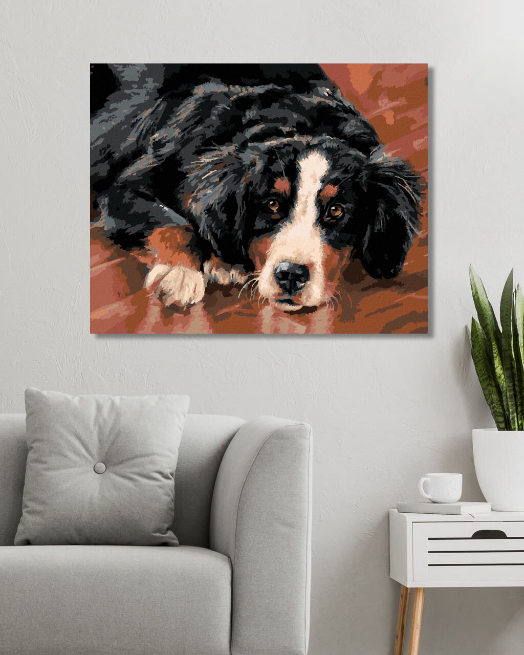 zuty Malování podle čísel – BERNSKÝ SALAŠNICKÝ PES (VICTORIA SCHULTZ) - Rozměr: 40x50 cm, Rámování: Varianta: vypnuté plátno na rám - obrázek 6