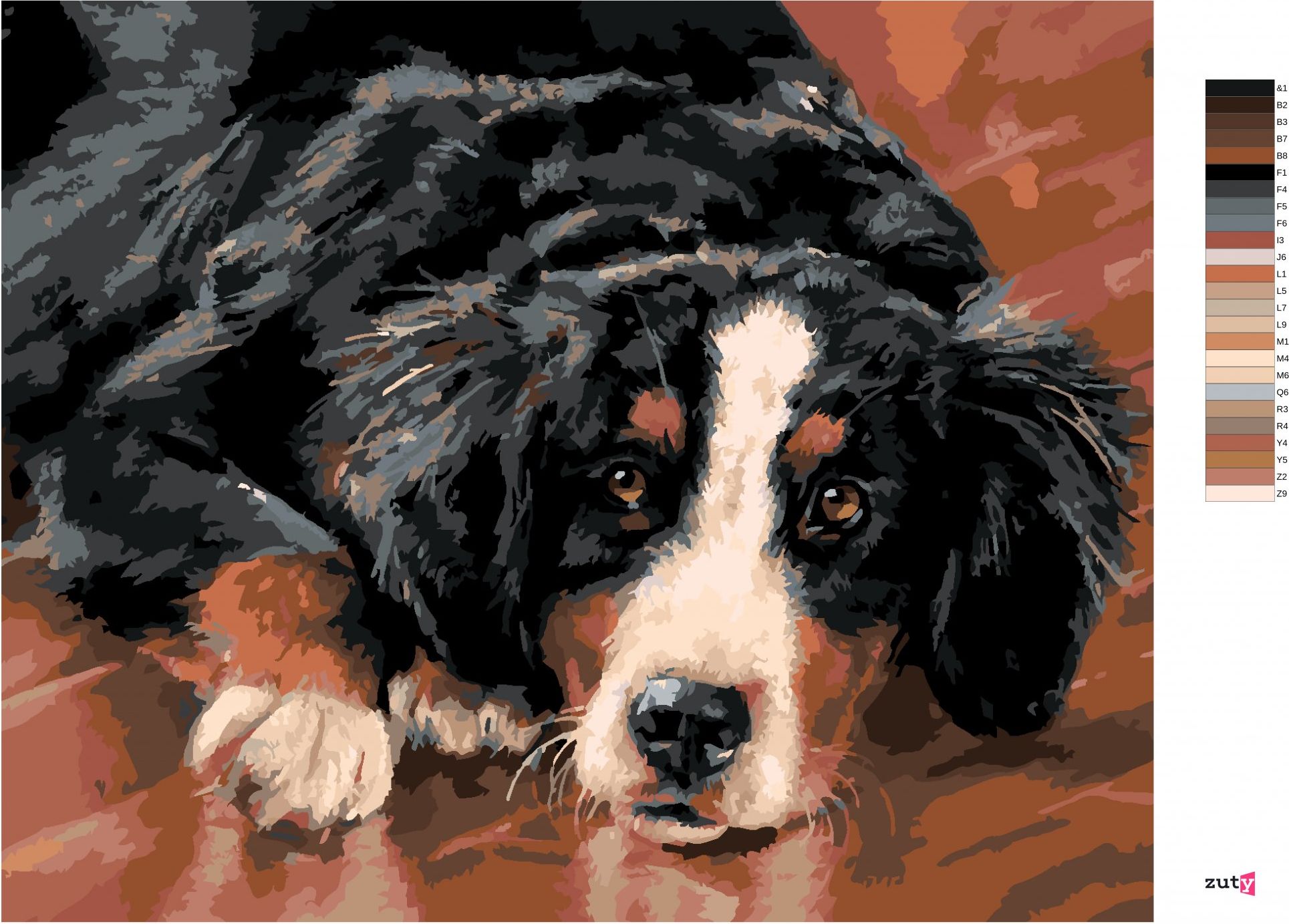 zuty Malování podle čísel – BERNSKÝ SALAŠNICKÝ PES (VICTORIA SCHULTZ) - Rozměr: 40x50 cm, Rámování: Varianta: vypnuté plátno na rám - obrázek 8