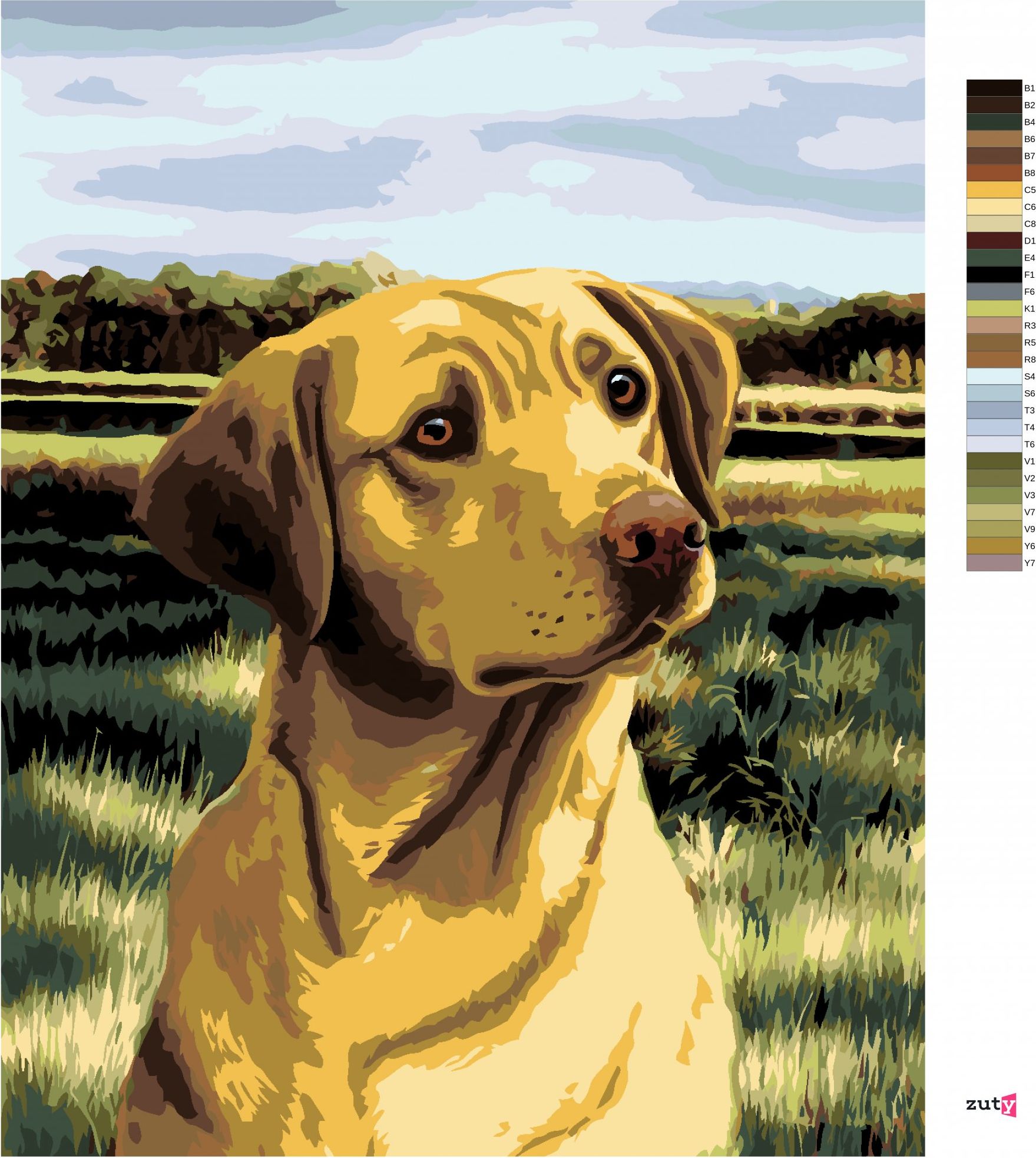 zuty Malování podle čísel – LABRADOR V POLI (NORTHERN PROMOTIONS) - Rozměr: 40x50 cm, Rámování: Varianta: vypnuté plátno na rám - obrázek 5