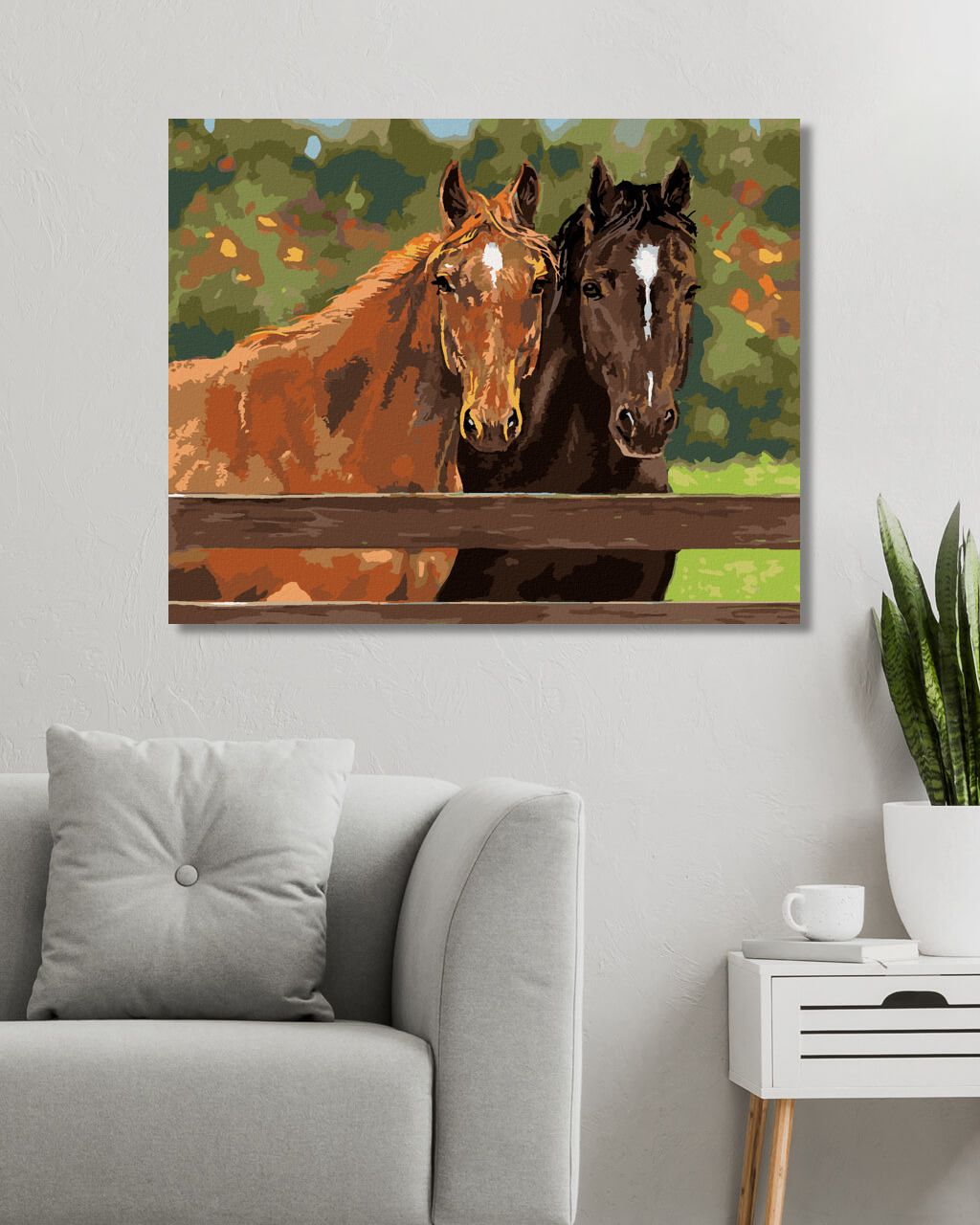 zuty Malování podle čísel – DVA KONĚ V OHRADĚ (VICTORIA SCHULTZ) - Rozměr: 40x50 cm, Rámování: Varianta: vypnuté plátno na rám - obrázek 9