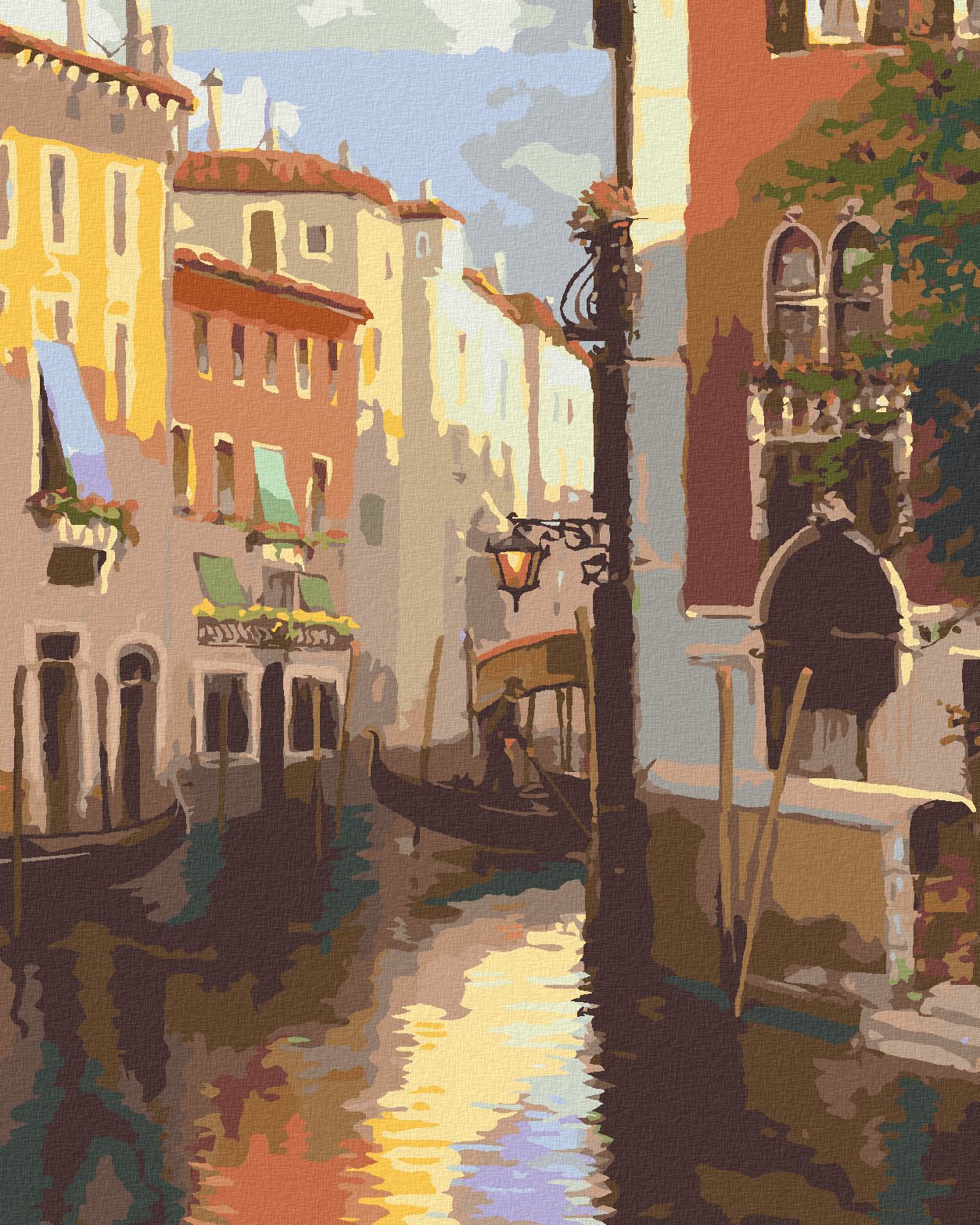 zuty Malování podle čísel – BENÁTKY A GONDOLA NA ŘECE MEZI DOMY (NORTHERN PROMOTIONS) - Rozměr: 40x50 cm, Rámování: Varianta: vypnuté plátno na rám - obrázek 1