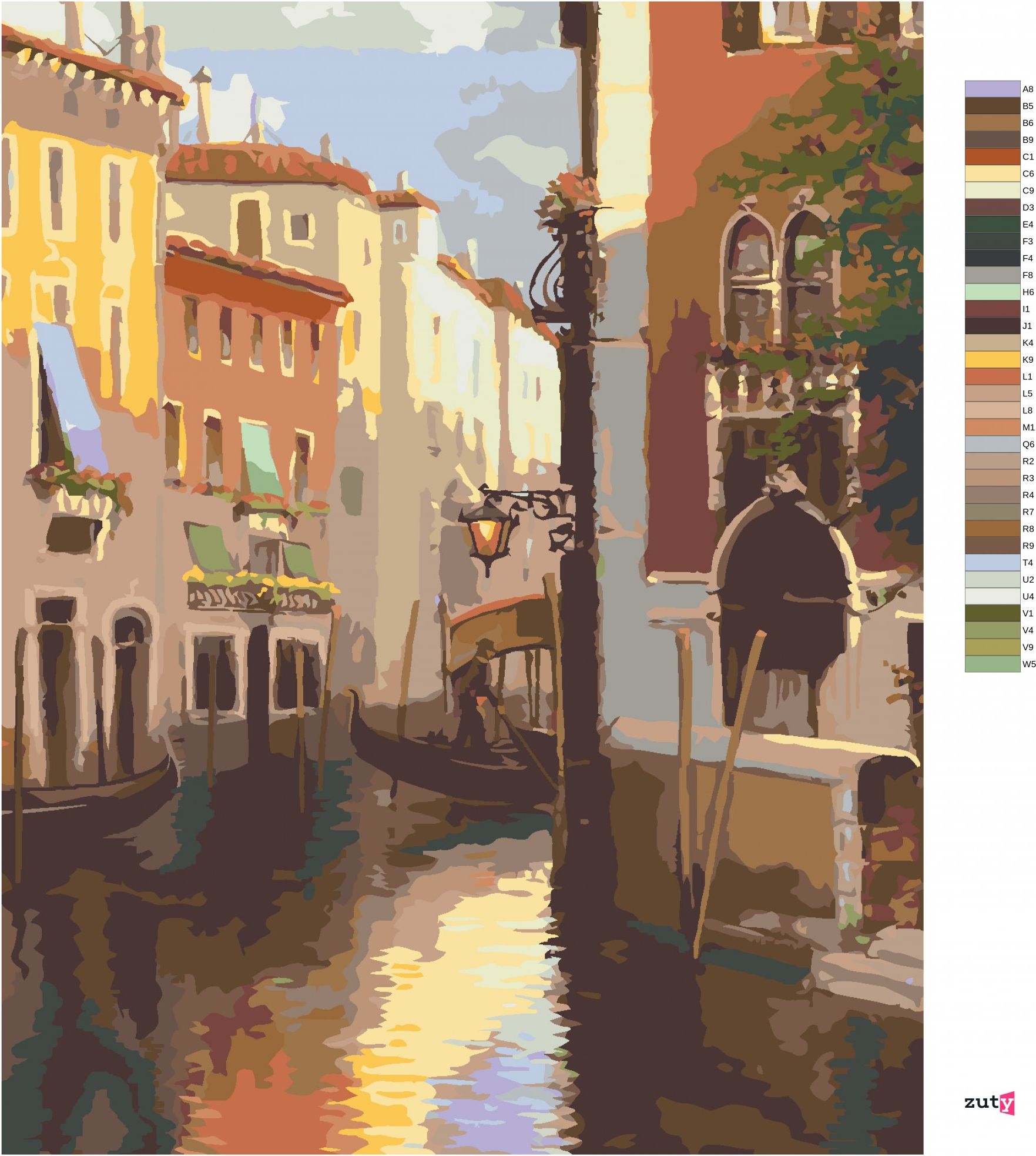 zuty Malování podle čísel – BENÁTKY A GONDOLA NA ŘECE MEZI DOMY (NORTHERN PROMOTIONS) - Rozměr: 40x50 cm, Rámování: Varianta: vypnuté plátno na rám - obrázek 4