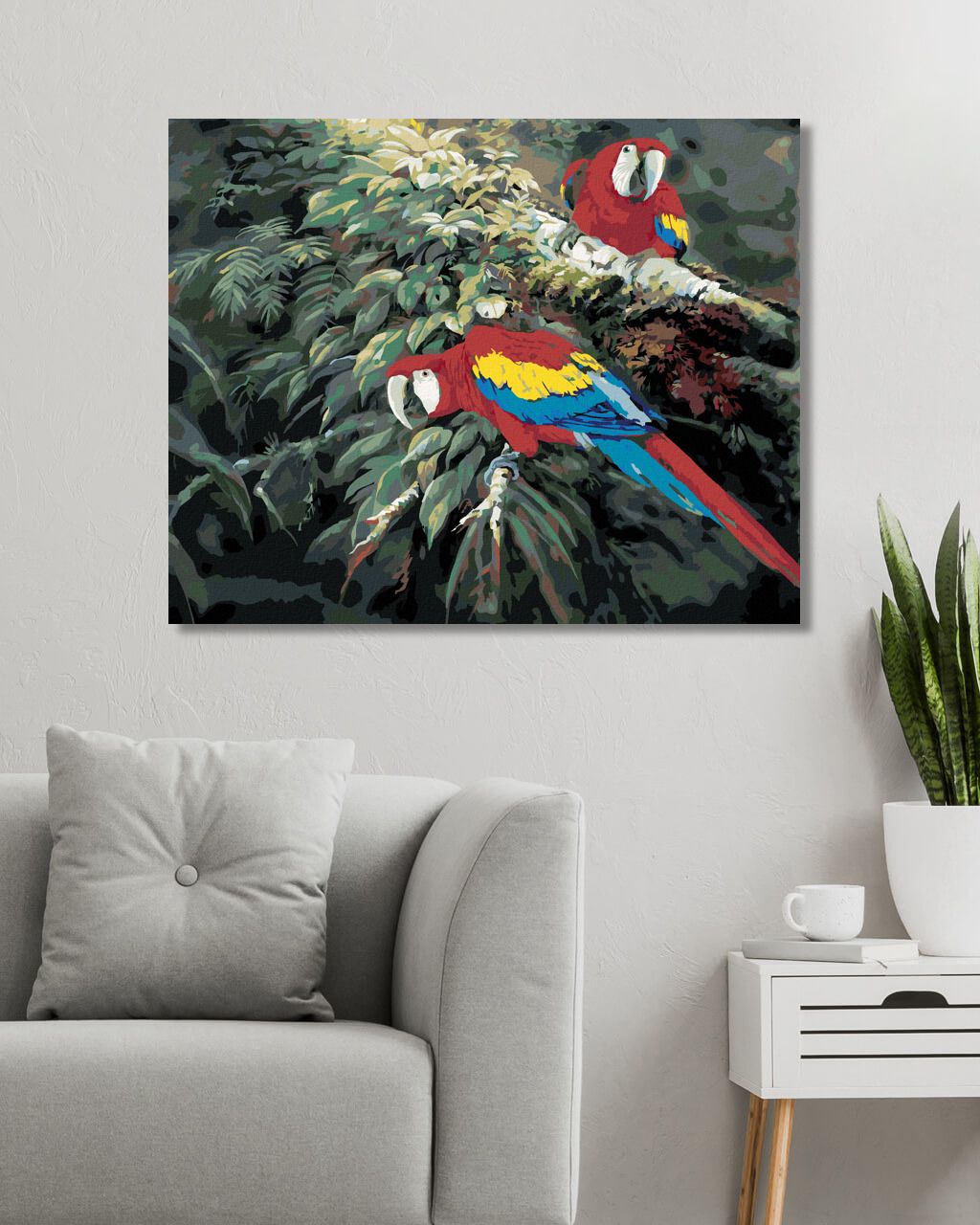 zuty Malování podle čísel – PÁR PAPOUŠKŮ ARA ARAKANGA NA VĚTVI (NORTHERN PROMOTIONS) - Rozměr: 40x50 cm, Rámování: Varianta: bez rámu a bez vypnutí plátna - obrázek 10