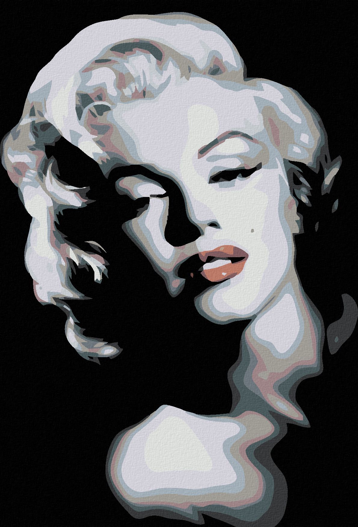 zuty Malování podle čísel - ČERNOBÍLÁ MARILYN - Rozměr: 40x50 cm, Rámování: Varianta: vypnuté plátno na rám - obrázek 1
