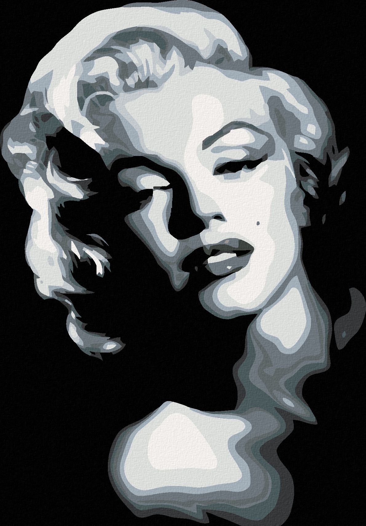 zuty Malování podle čísel - ČERNOBÍLÁ MARILYN - Rozměr: 40x50 cm, Rámování: Varianta: vypnuté plátno na rám - obrázek 1