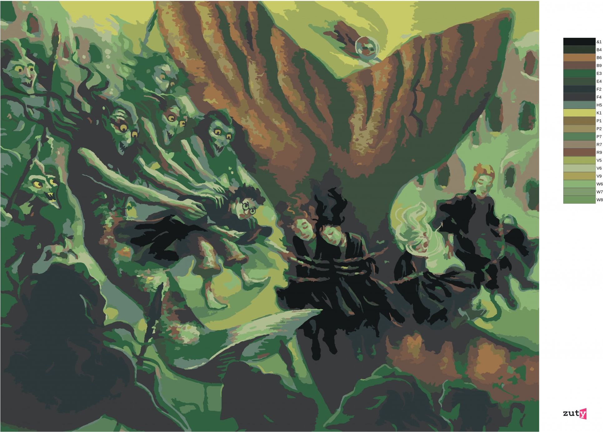 zuty Malování podle čísel - DRUHÝ ÚKOL - TURNAJ TŘÍ KOUZELNÍKŮ (HARRY POTTER) - Rozměr: 40x50 cm, Rámování: Varianta: bez rámu a bez vypnutí plátna - obrázek 2