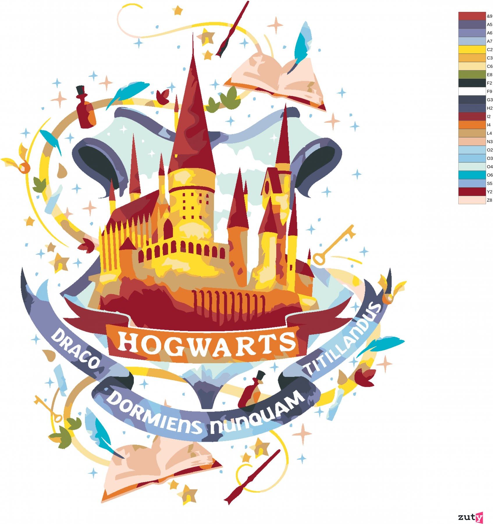 zuty Malování podle čísel - MALOVANÉ BRADAVICE (HARRY POTTER) - Rozměr: 40x50 cm, Rámování: Varianta: vypnuté plátno na rám - obrázek 4
