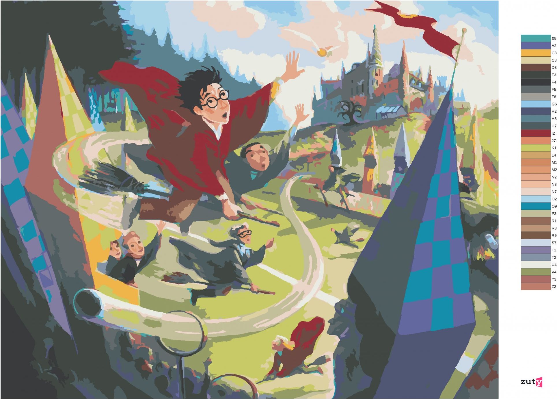 zuty Malování podle čísel - FAMFRPÁL (HARRY POTTER) - Rozměr: 40x50 cm, Rámování: Varianta: vypnuté plátno na rám - obrázek 9