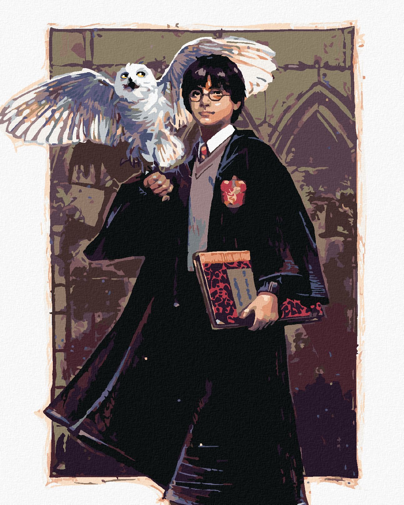 zuty Malování podle čísel - HARRY POTTER A HEDVIKA V BRADAVICÍCH - Rozměr: 40x50 cm, Rámování: Varianta: bez rámu a bez vypnutí plátna - obrázek 1