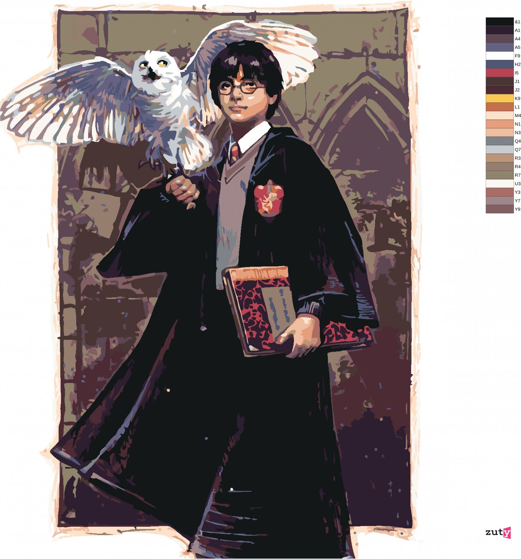 zuty Malování podle čísel - HARRY POTTER A HEDVIKA V BRADAVICÍCH - Rozměr: 40x50 cm, Rámování: Varianta: bez rámu a bez vypnutí plátna - obrázek 6
