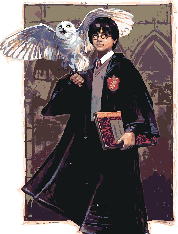 zuty Malování podle čísel - HARRY POTTER A HEDVIKA V BRADAVICÍCH - Rozměr: 40x50 cm, Rámování: Varianta: bez rámu a bez vypnutí plátna - obrázek 9