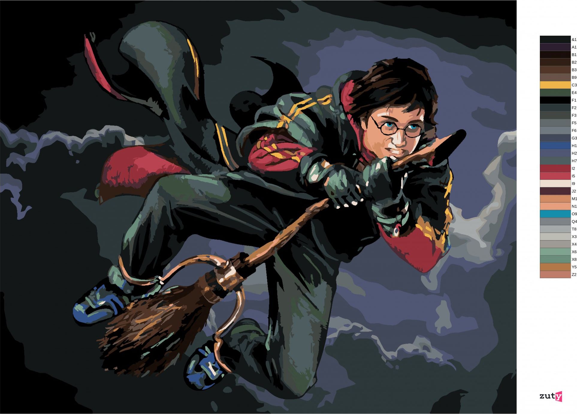 zuty Malování podle čísel - HARRY POTTER NA KOŠTĚTI - Rozměr: 40x50 cm, Rámování: Varianta: vypnuté plátno na rám - obrázek 4